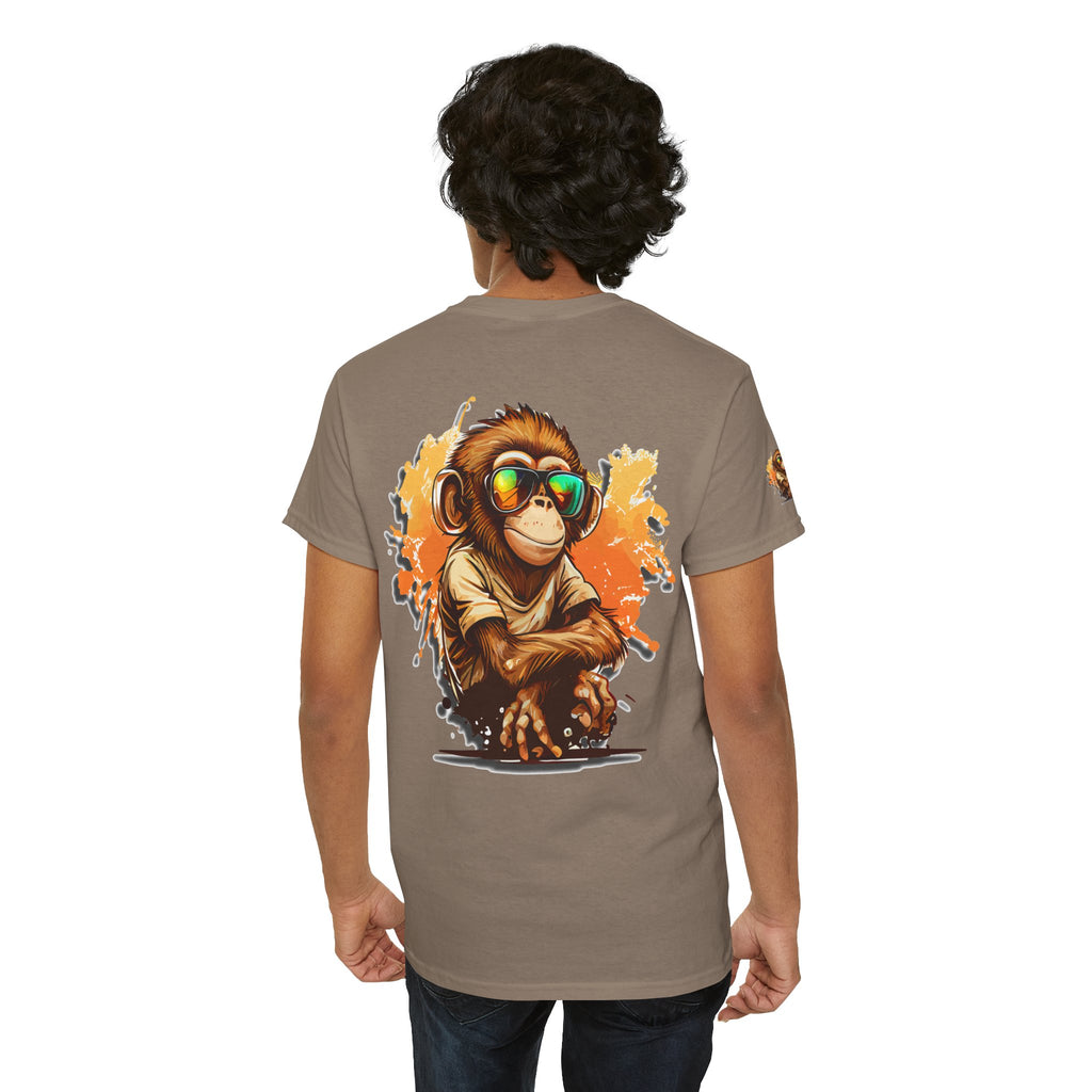 Cool Monkey T-Shirt Front Back Print | Funny Chimp Sunglasses Tee | Streetwear Graphic Shirt | Unisex Trendy Gift