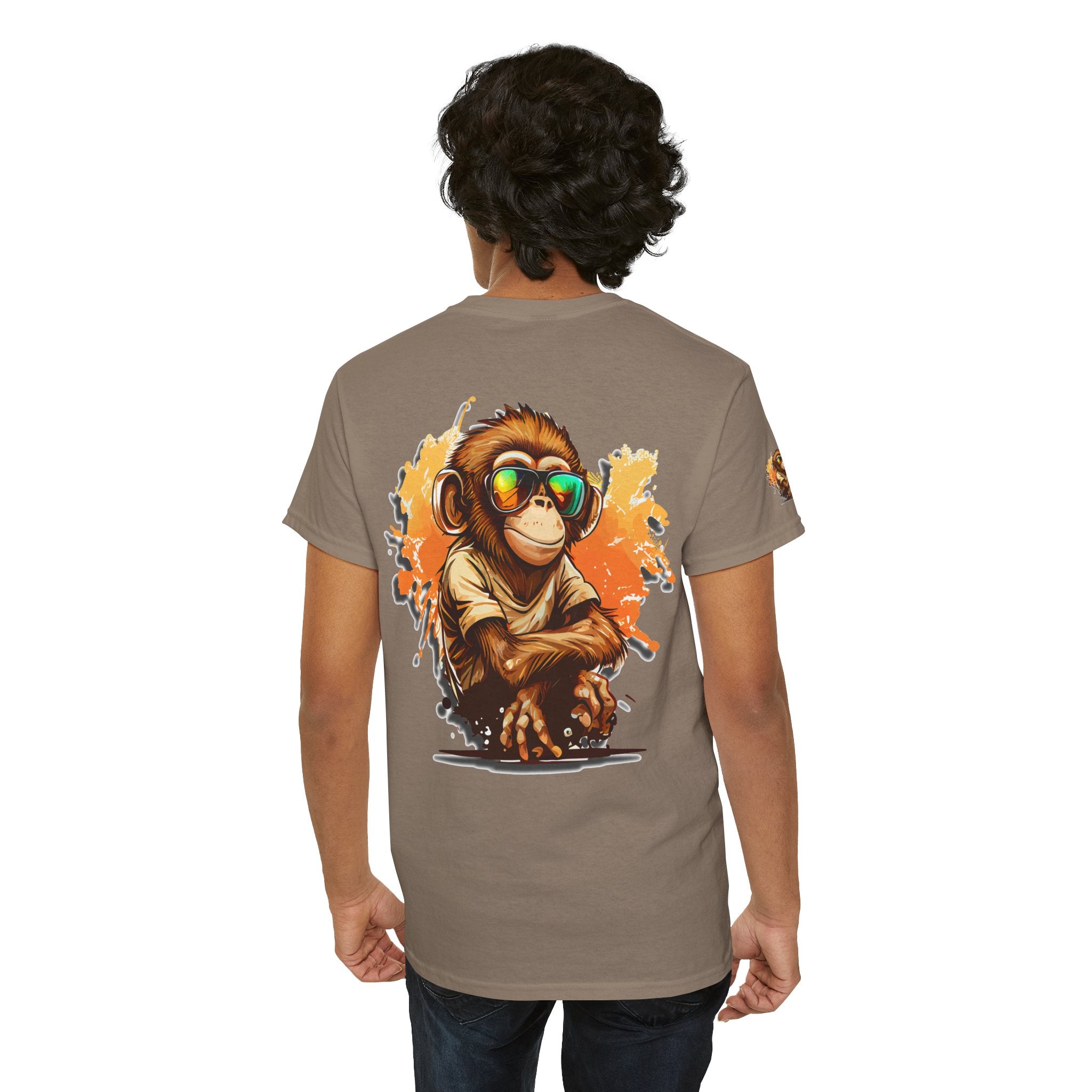 Cool Monkey T-Shirt Front Back Print | Funny Chimp Sunglasses Tee | Streetwear Graphic Shirt | Unisex Trendy Gift