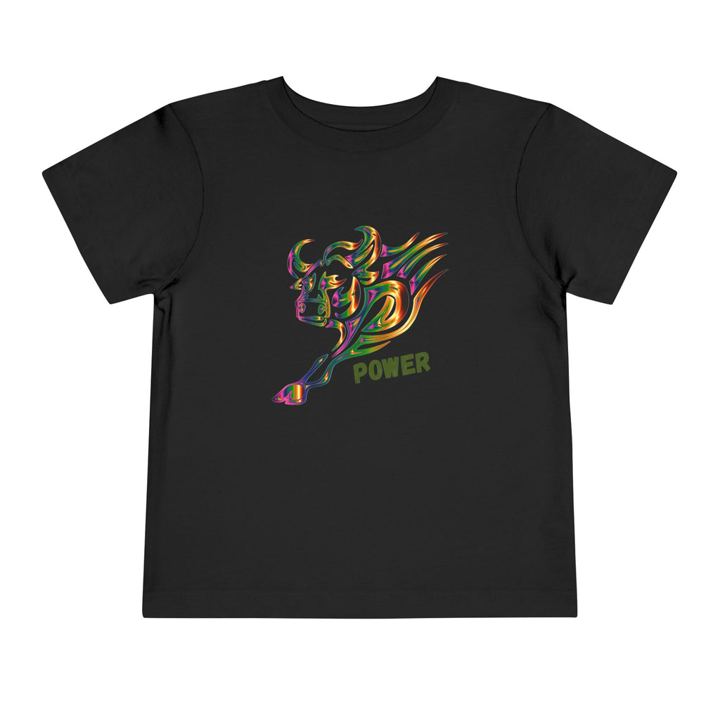 Toddler Tee — Colorful Charging Bull "Power" Graphic