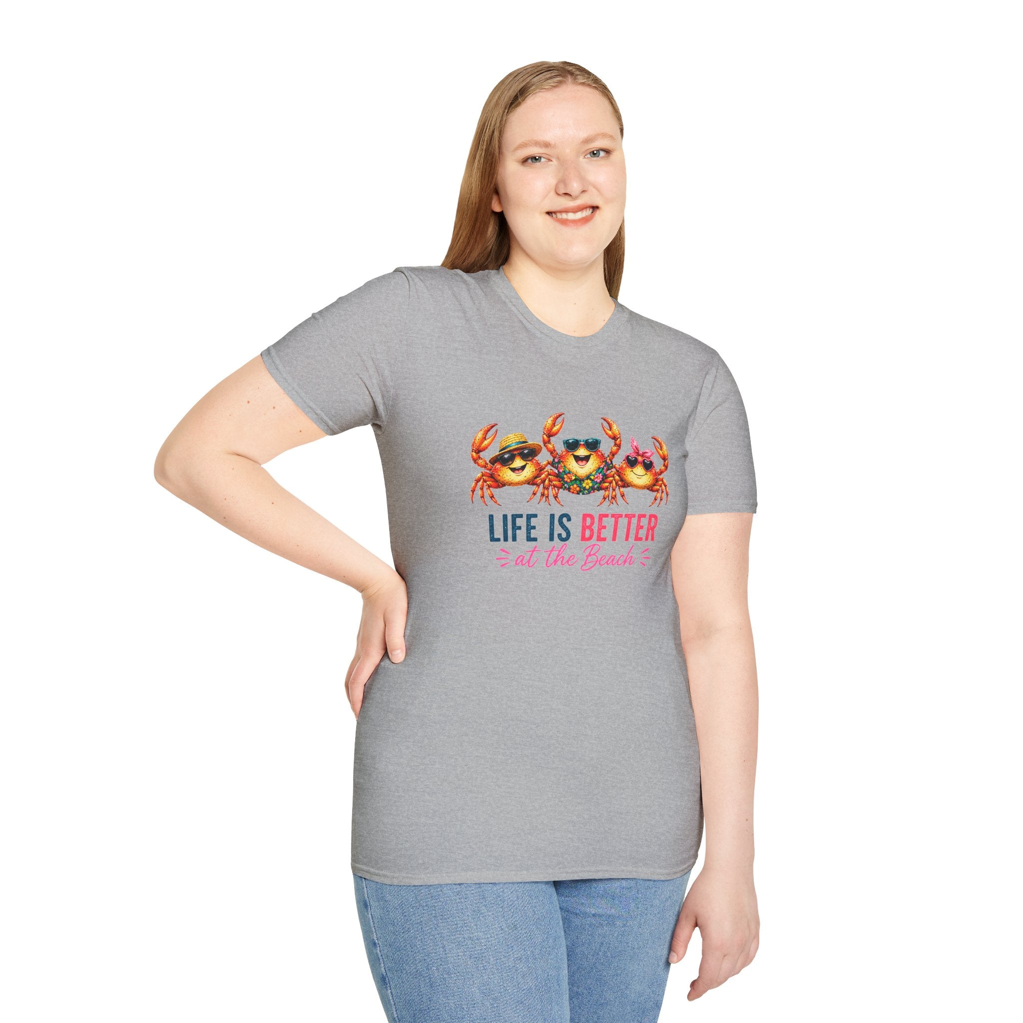 Funny Beach Crab T-Shirt | Life Is Better at the Beach Tee | Cute Summer Vacation Shirt | Coastal Graphic Tee | Ocean Lover Gift