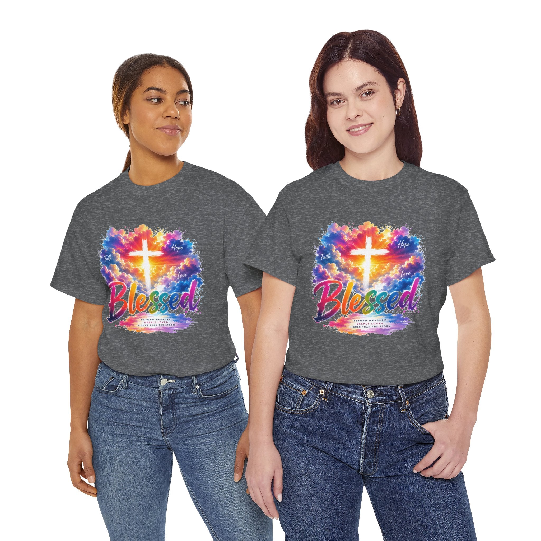 Blessed Christian T-Shirt, Colorful Cross Shirt, Faith Graphic Tee, Jesus Lover Gift, Religious Unisex Shirt