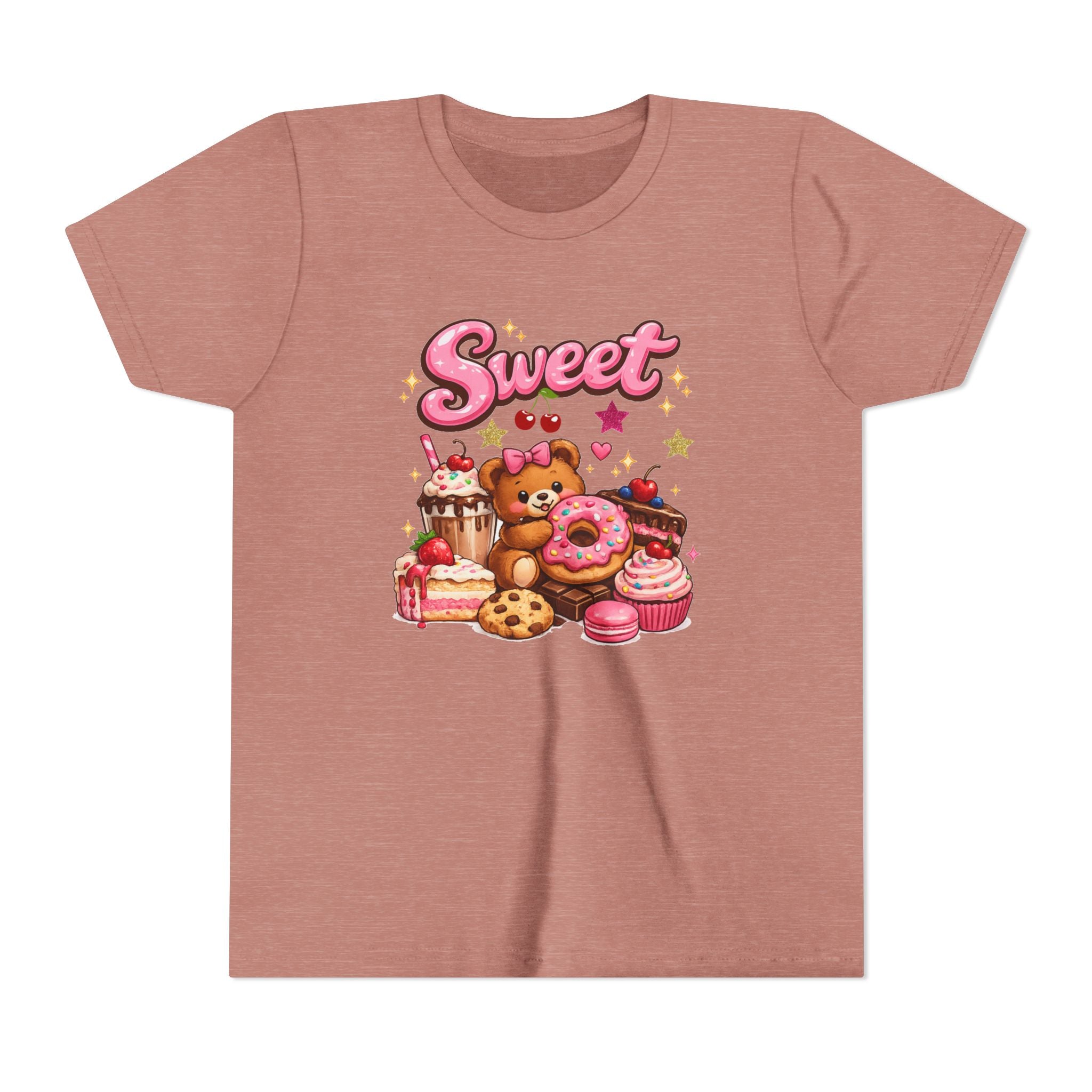 Youth Tee - "Sweet" Teddy Bear with Donuts & Desserts Kids Shirt