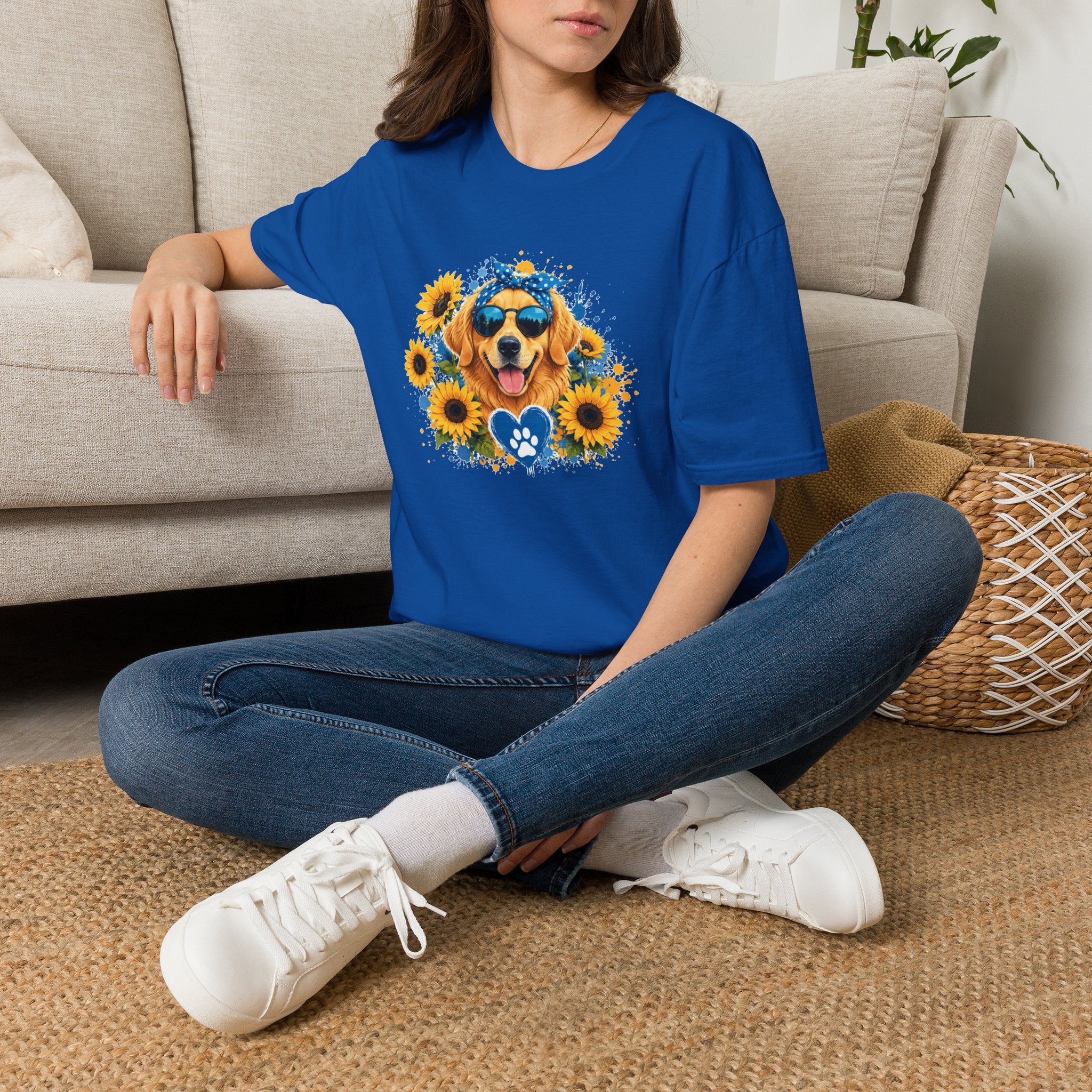 Golden Retriever Sunflower T-Shirt | Cute Dog Lover Shirt | Happy Puppy Graphic Tee | Floral Dog Mom Gift | Summer Unisex Tee