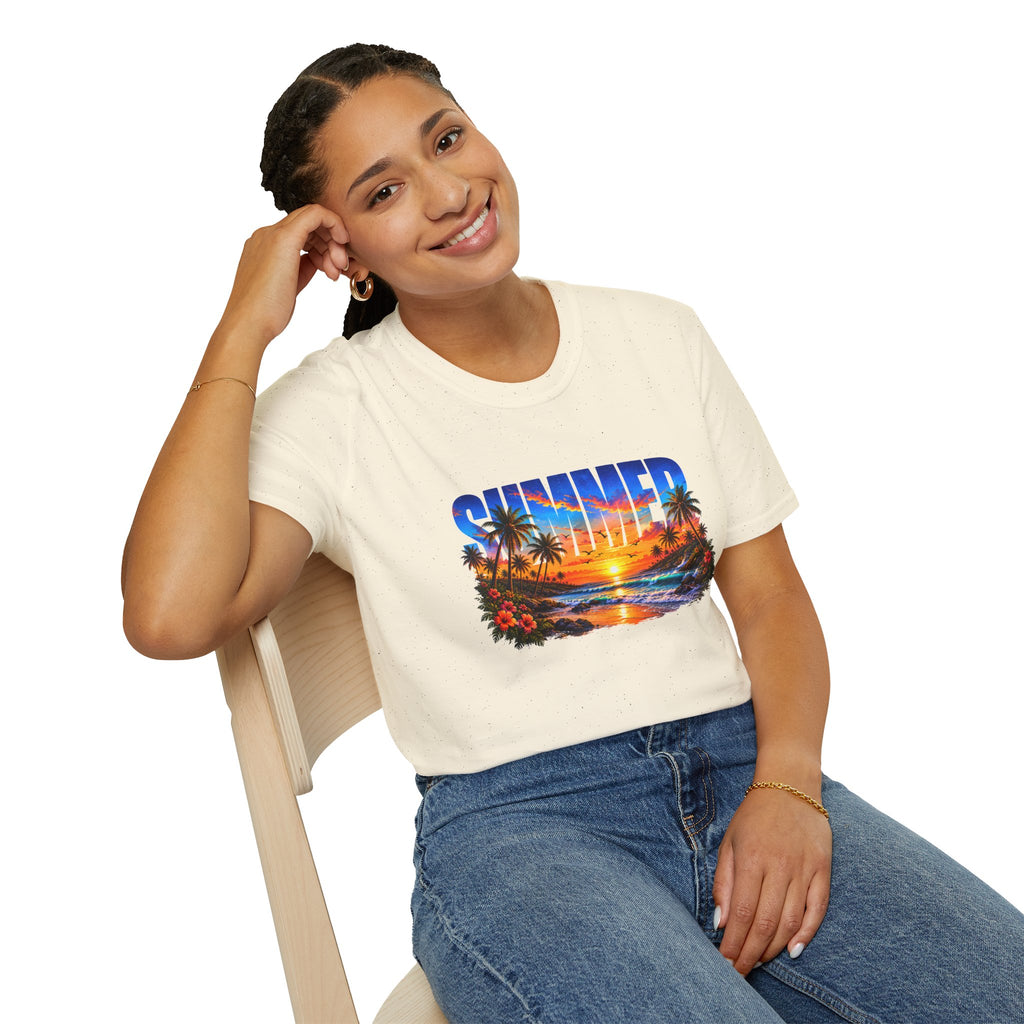 Summer Beach T Shirt Sunset Palm Graphic Tee