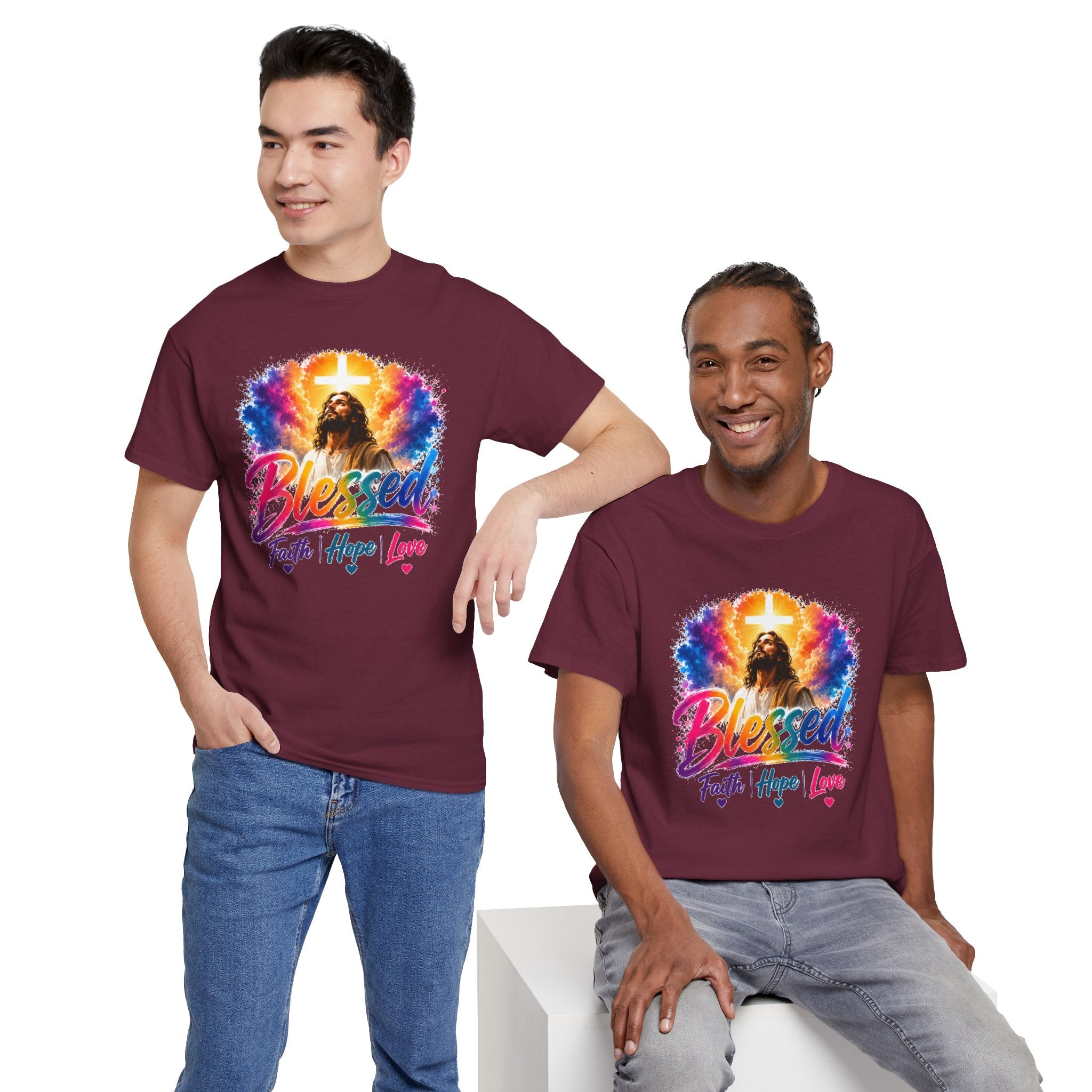 Blessed Faith Hope Love Shirt, Jesus Cross Christian Tee, Religious Gift, Colorful Faith Unisex T-Shirt