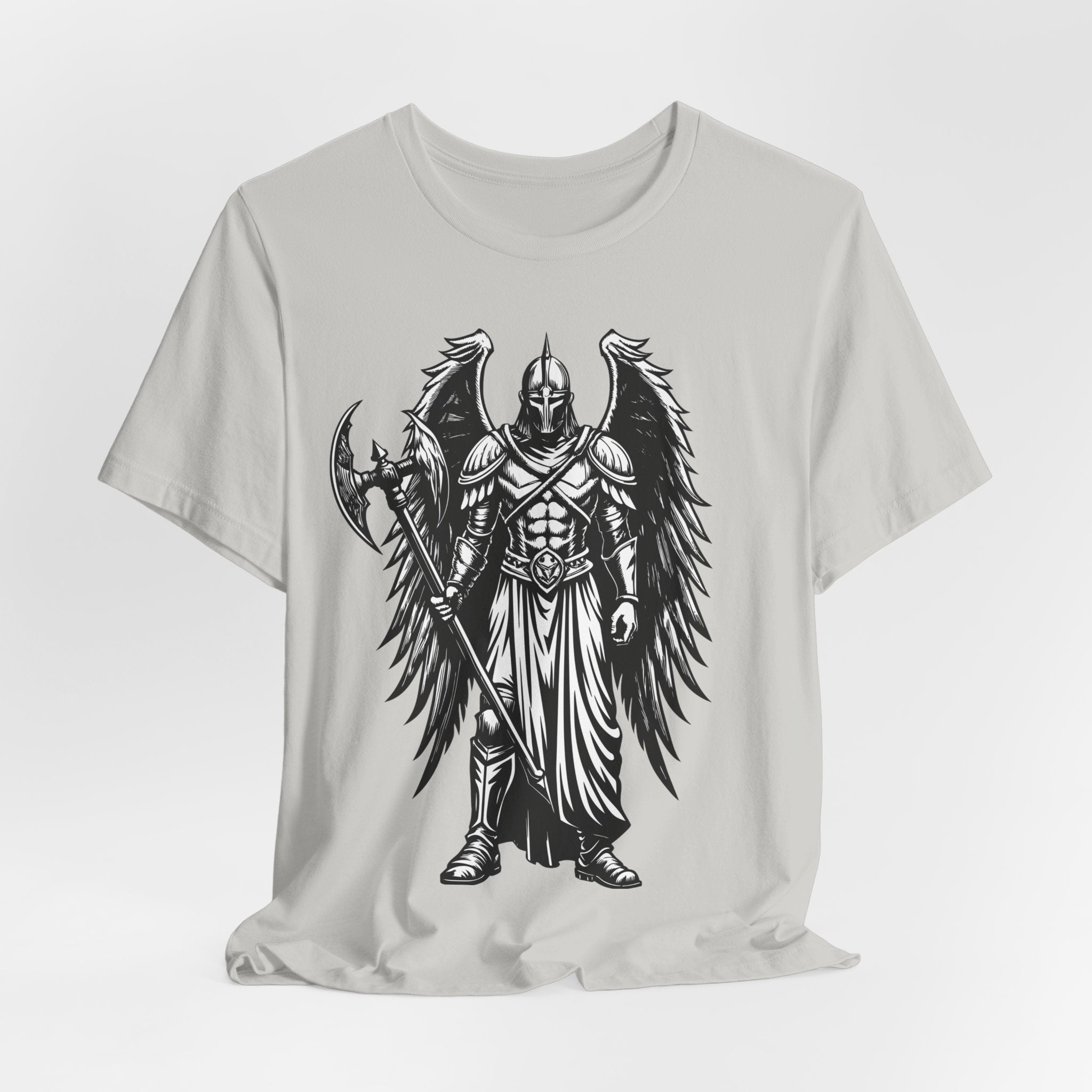 Angel of War Graphic Tee — Winged Knight Armor T-Shirt