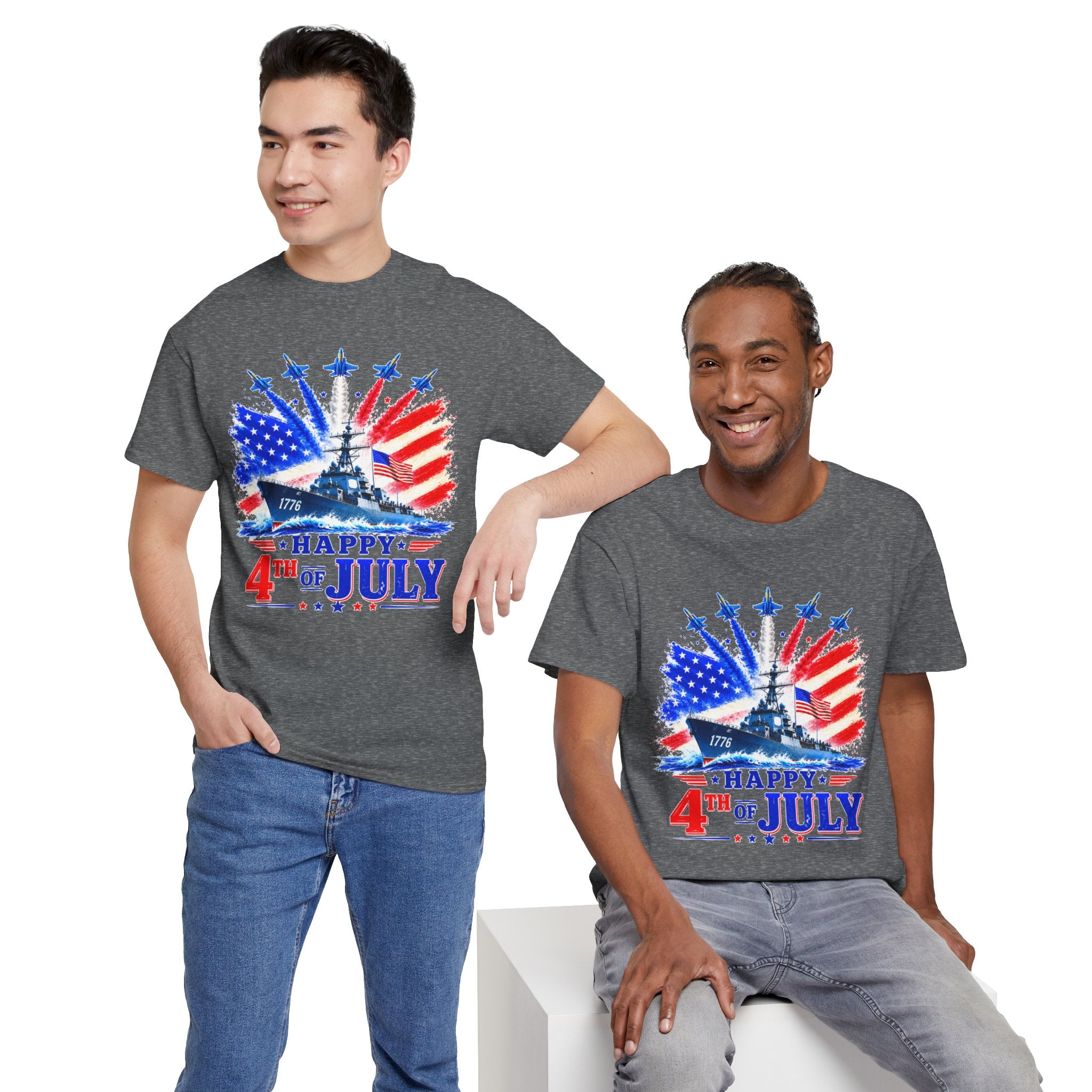 Happy 4th of July Shirt, Patriotic USA Flag Tee, American Eagle & Navy Ship Shirt, Independence Day T-Shirt, Military Pride Gift