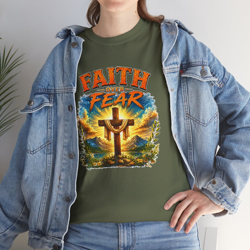 Faith Over Fear Christian T-Shirt | Cross Graphic Tee | Religious Unisex Shirt | Christian Gift