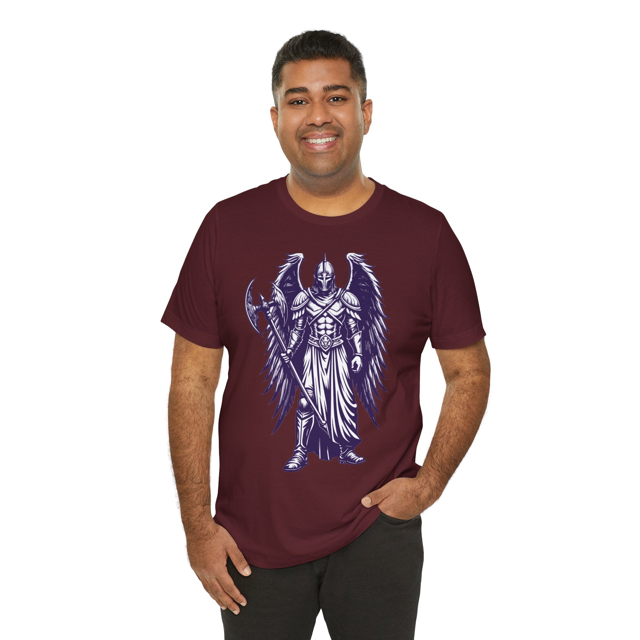 Fallen Angel Warrior T-Shirt | Gothic Fantasy Winged Knight Tee
