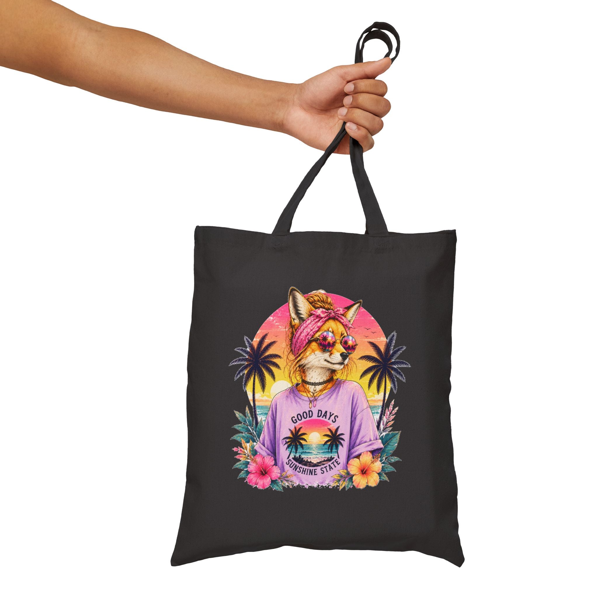 Tote Bag — Retro Tropical Corgi 'Good Days' Canvas Tote