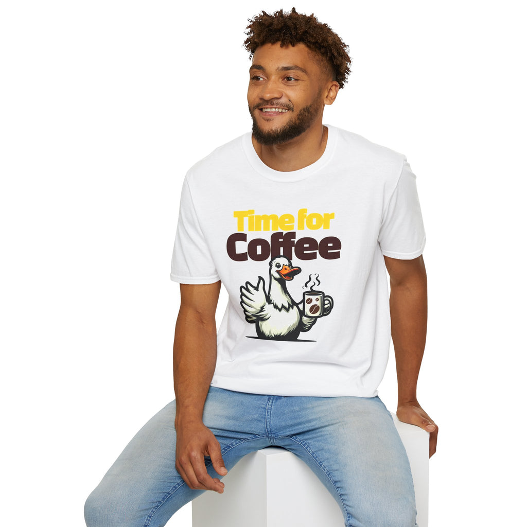 Time for Coffee Goose T-Shirt ☕🪿 Funny Cute Coffee Lover Graphic Tee Unisex Gift