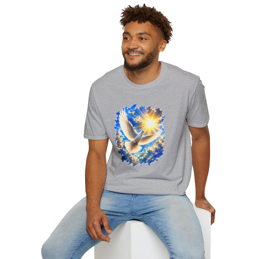 Dove of Light T-Shirt | White Dove Graphic Tee | Peace & Hope Shirt | Inspirational Bird Tee | Christian Gift | Unisex Graphic T-Shirt