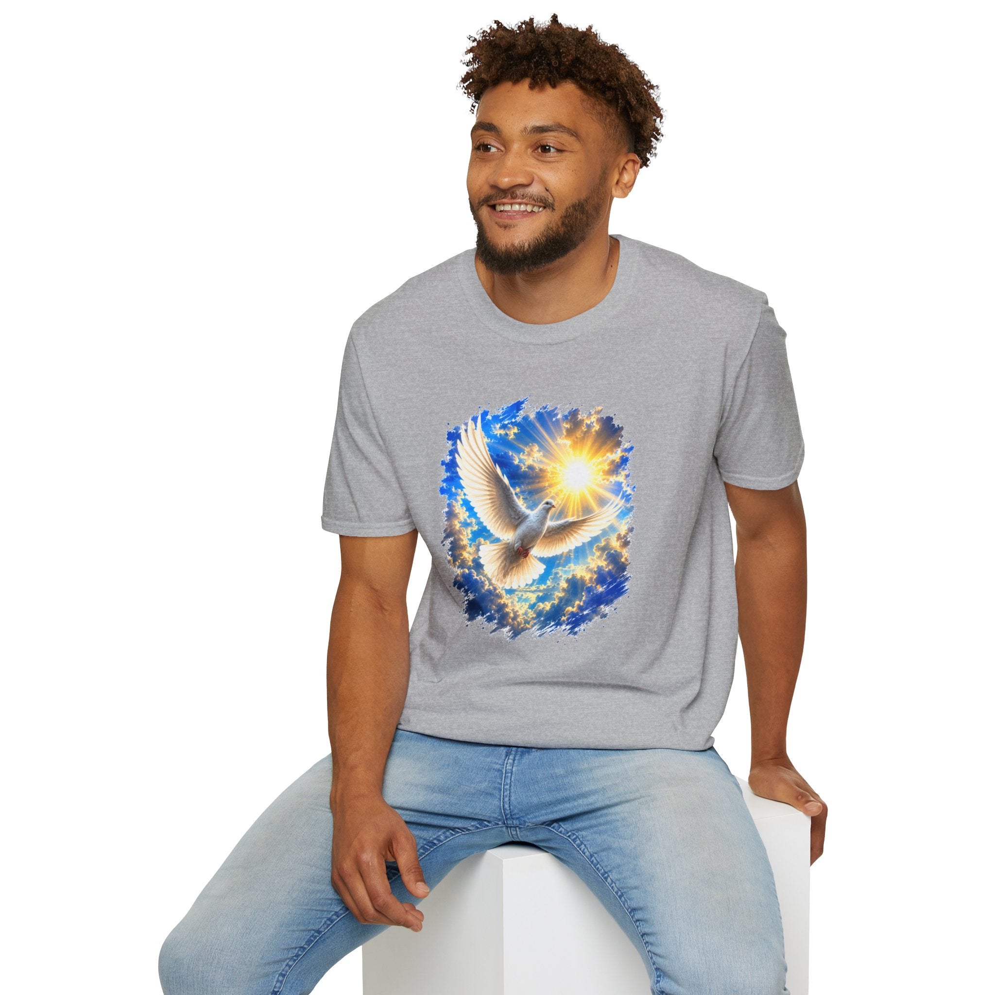 Dove of Light T-Shirt | White Dove Graphic Tee | Peace & Hope Shirt | Inspirational Bird Tee | Christian Gift | Unisex Graphic T-Shirt