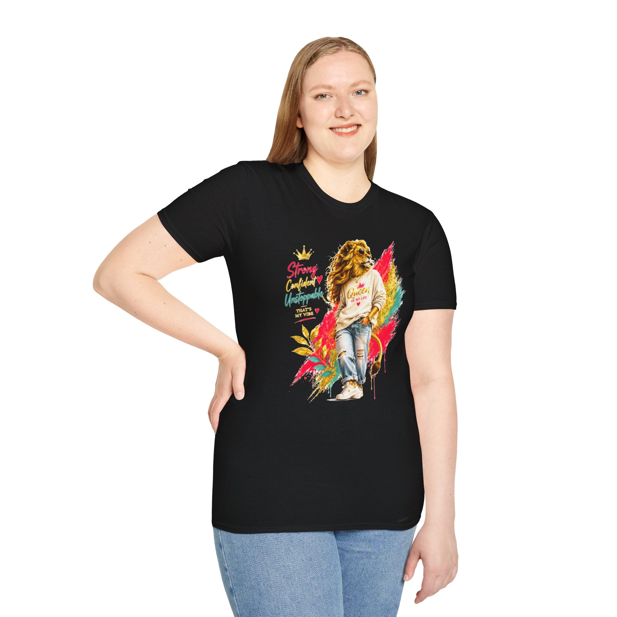 T-Shirt — "Strong, Confident, Unstoppable" Lioness Graphic Tee
