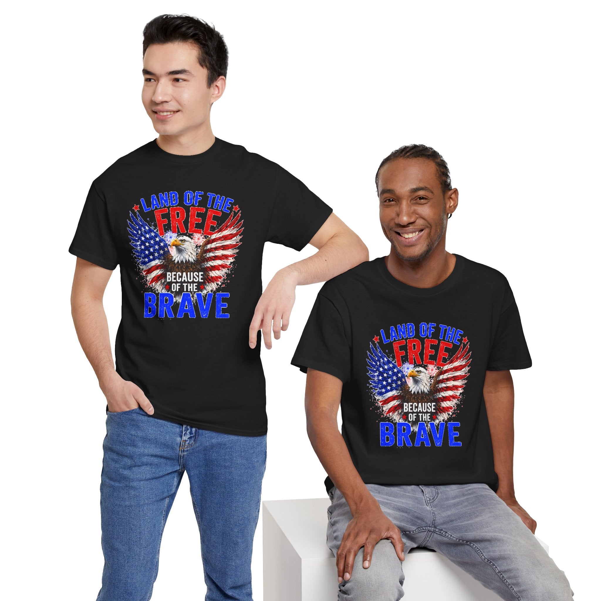 Land of the Free Because of the Brave Shirt, Patriotic Eagle T-Shirt, American Flag Tee, 4th of July Shirt, Veteran Gift, USA Pride Tee