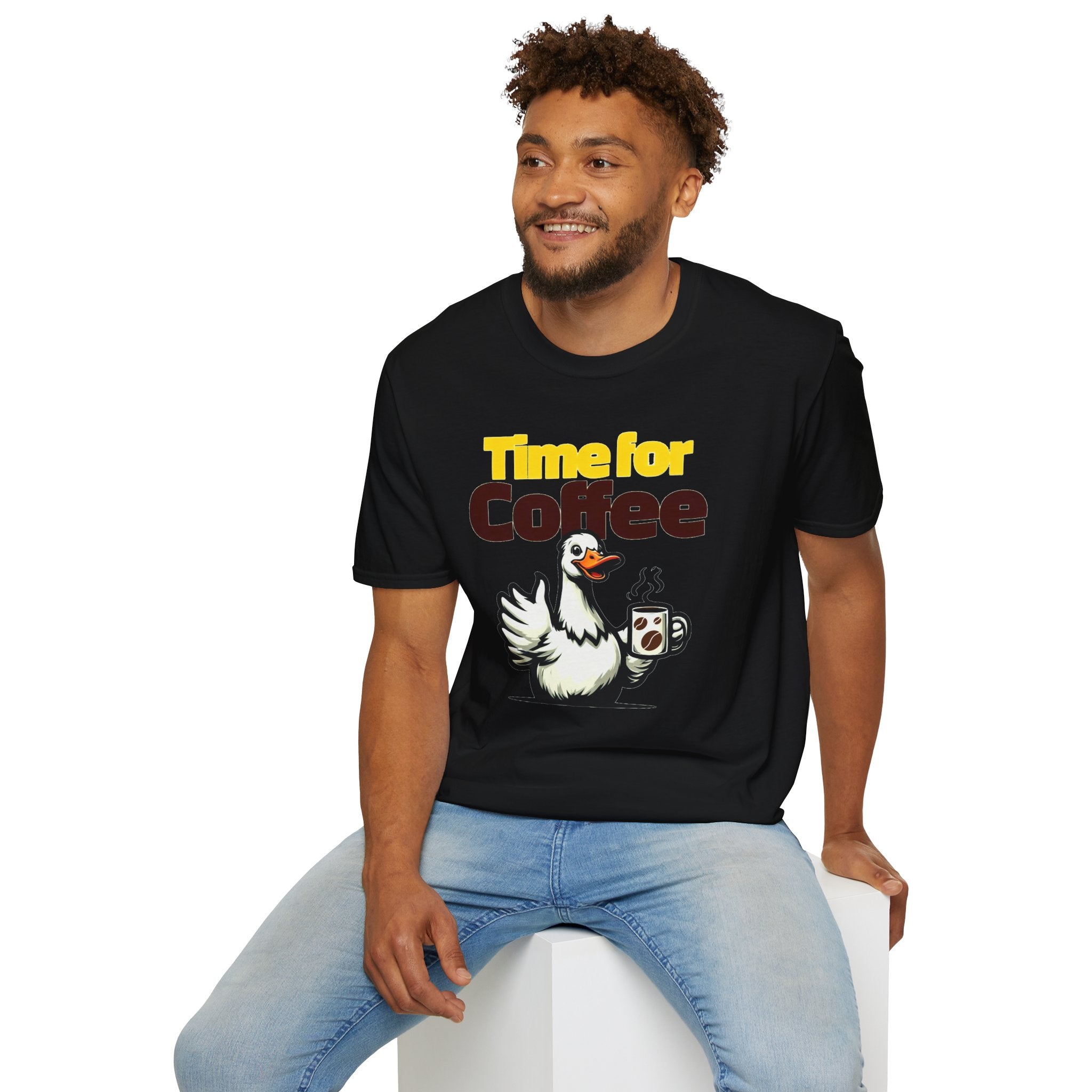 Time for Coffee Goose T-Shirt ☕🪿 Funny Cute Coffee Lover Graphic Tee Unisex Gift