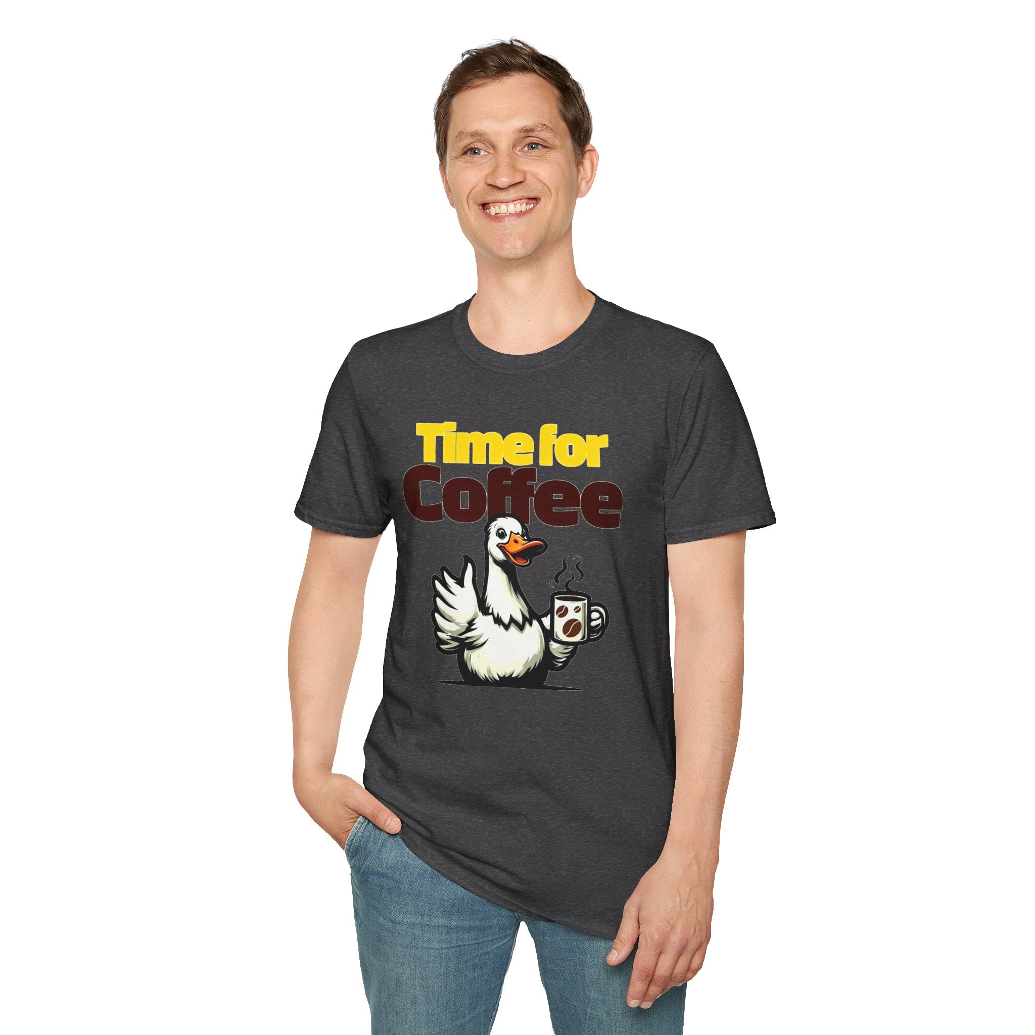 Time for Coffee Goose T-Shirt ☕🪿 Funny Cute Coffee Lover Graphic Tee Unisex Gift