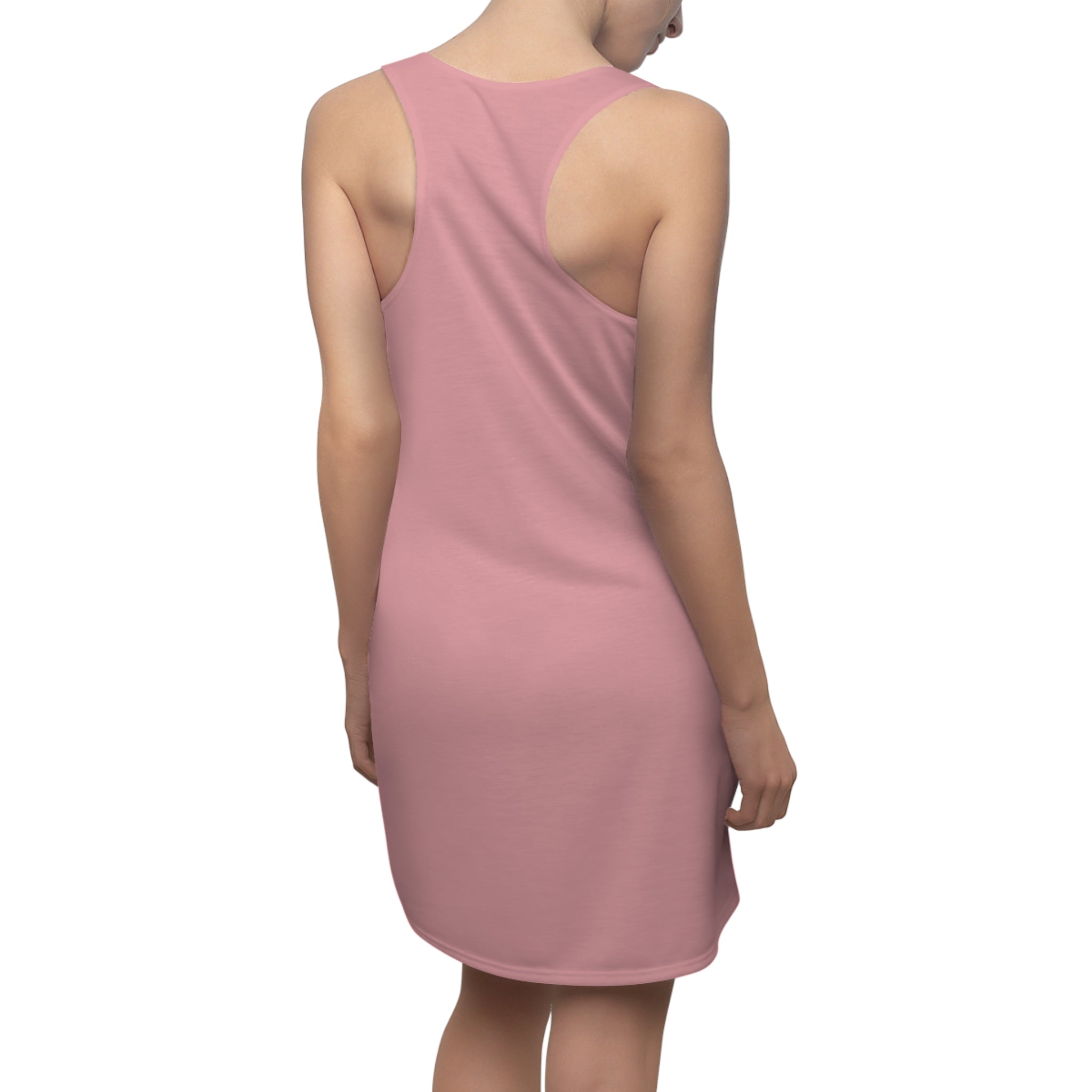 Pink Racerback Dress with Colorful Mosaic Cat Graphic