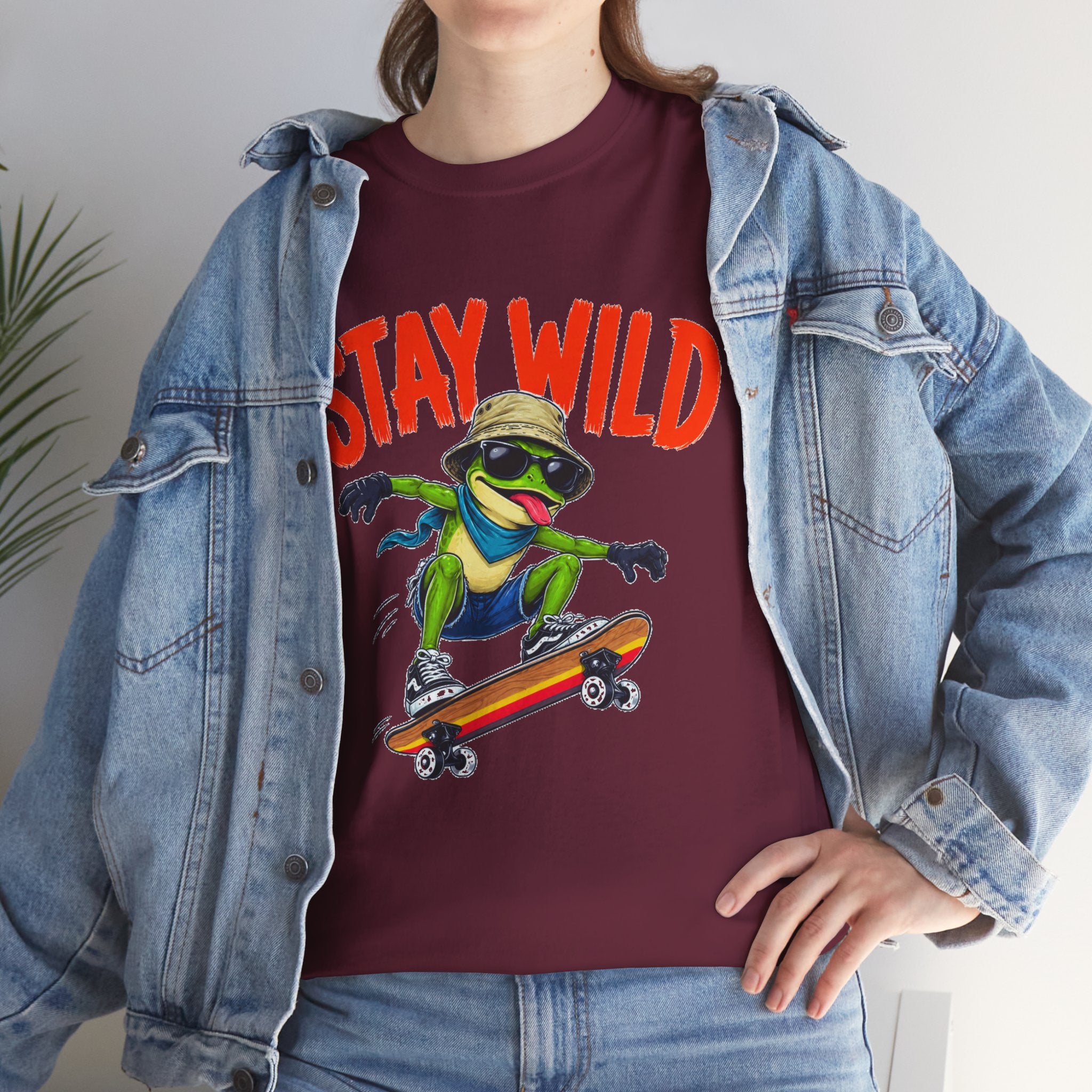 Stay Wild Frog Skateboard Shirt, Funny Frog T-Shirt, Skater Graphic Tee, Retro Frog Shirt, Cool Unisex Streetwear Tee