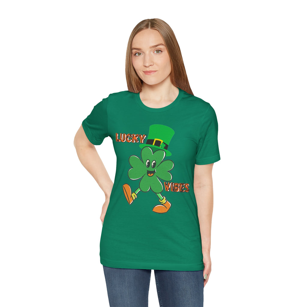 Lucky Vibes Saint Patrick's Day T-Shirt — Walking Shamrock Graphic Tee