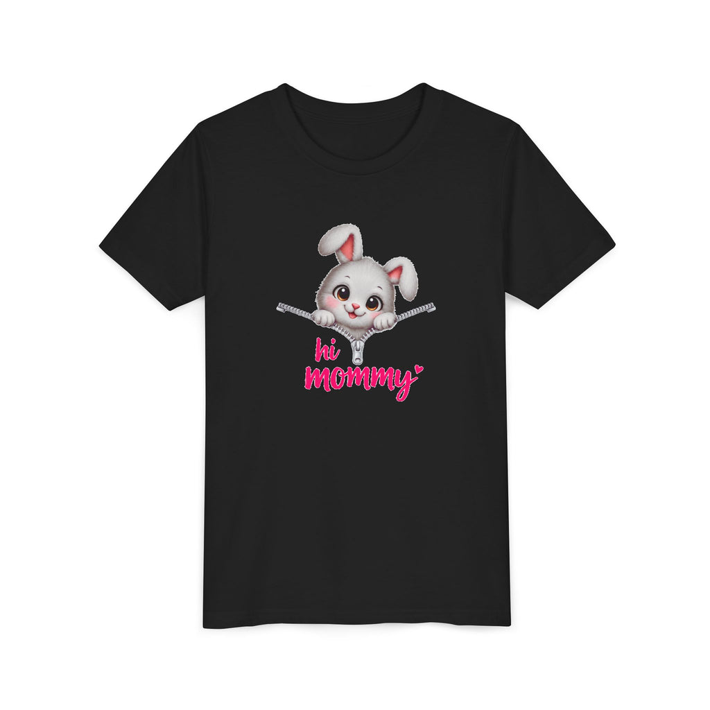 Cute Bunny Youth Shirt, Hi Mommy Kids Tee, Funny Rabbit Graphic T-Shirt, Cute Animal Lover Gift for Girls