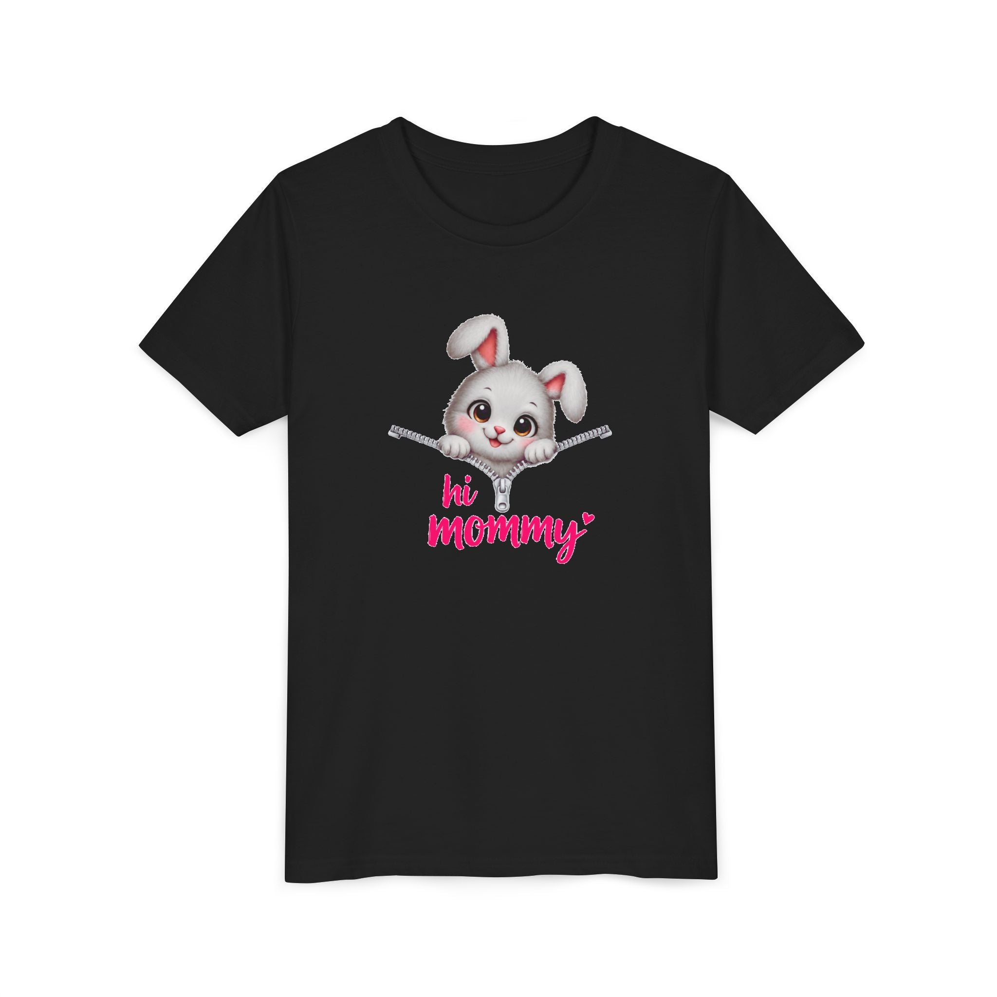 Cute Bunny Youth Shirt, Hi Mommy Kids Tee, Funny Rabbit Graphic T-Shirt, Cute Animal Lover Gift for Girls
