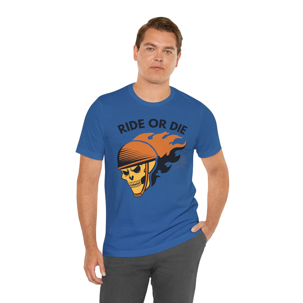 Ride or Die Skull Helmet T-Shirt | Biker Graphic Tee for Men | Vintage Motorcycle Shirt