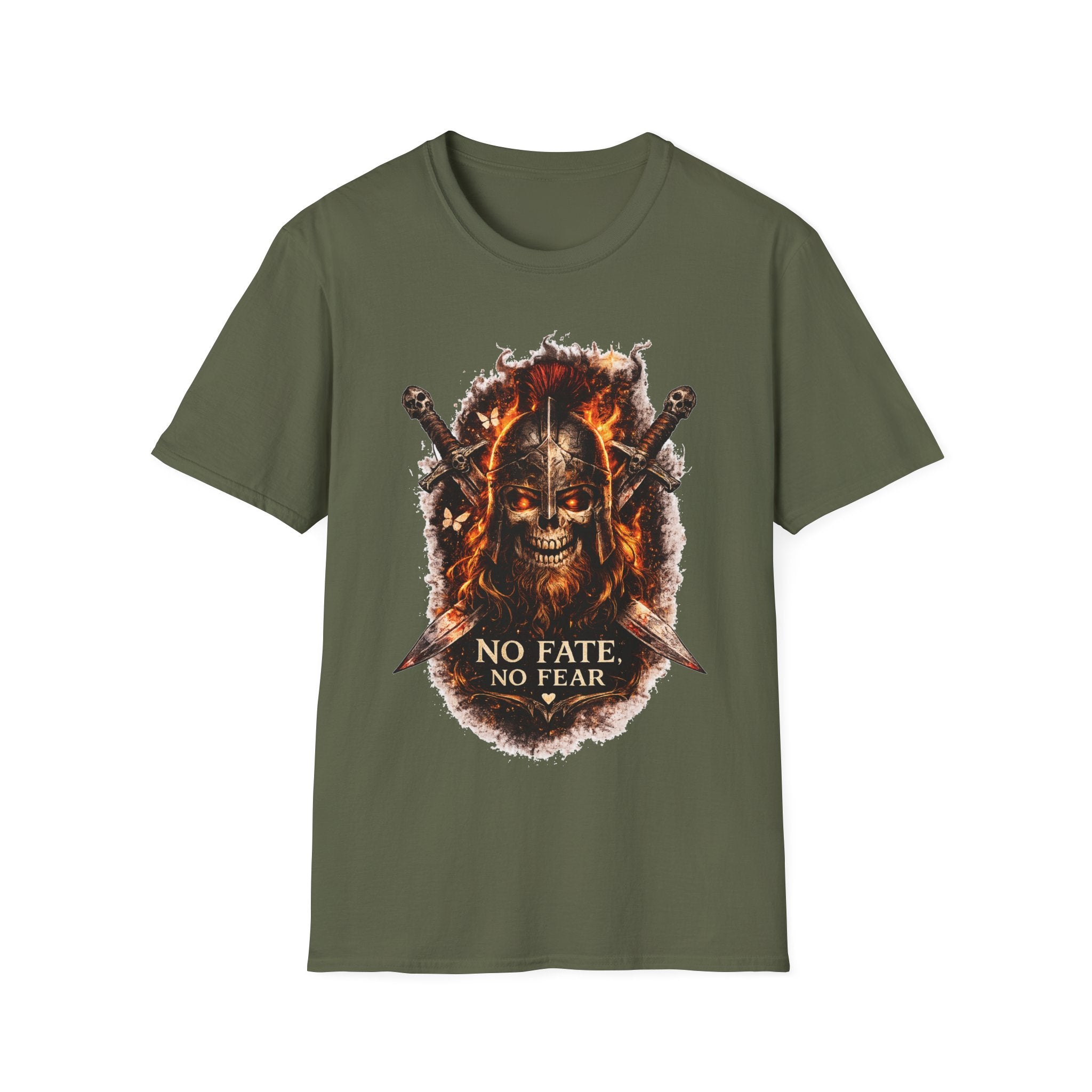 Viking Skull T-Shirt, Dragon Warrior Tee, Biker Graphic Shirt, Gothic Viking Shirt, No Fate No Fear Tee, Fantasy Streetwear
