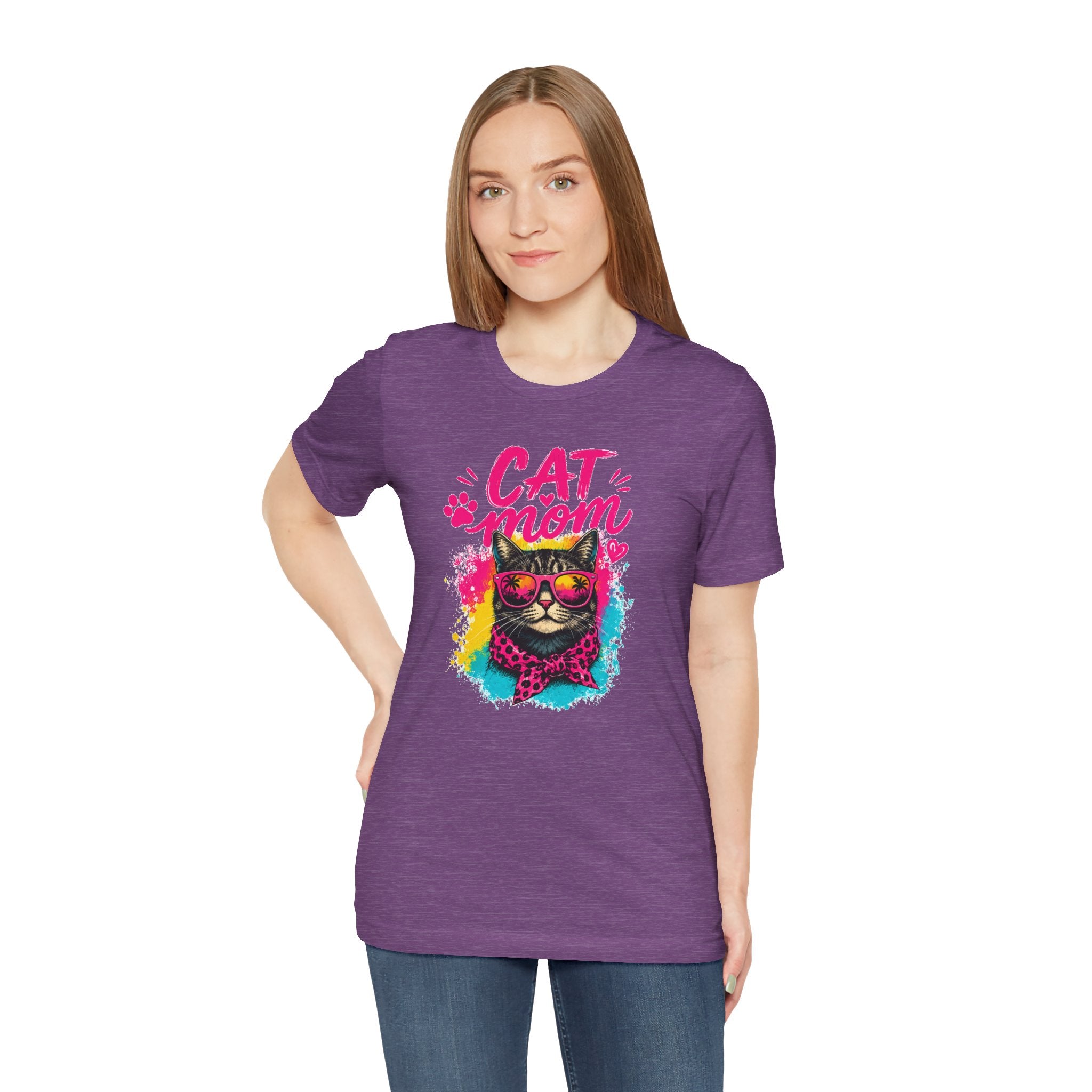 Cat Mom T-Shirt | Funny Cat Mom Gift | Colorful Retro Cat Lover Tee | Cute Cat Graphic Shirt | Unisex Cat Mom Tee