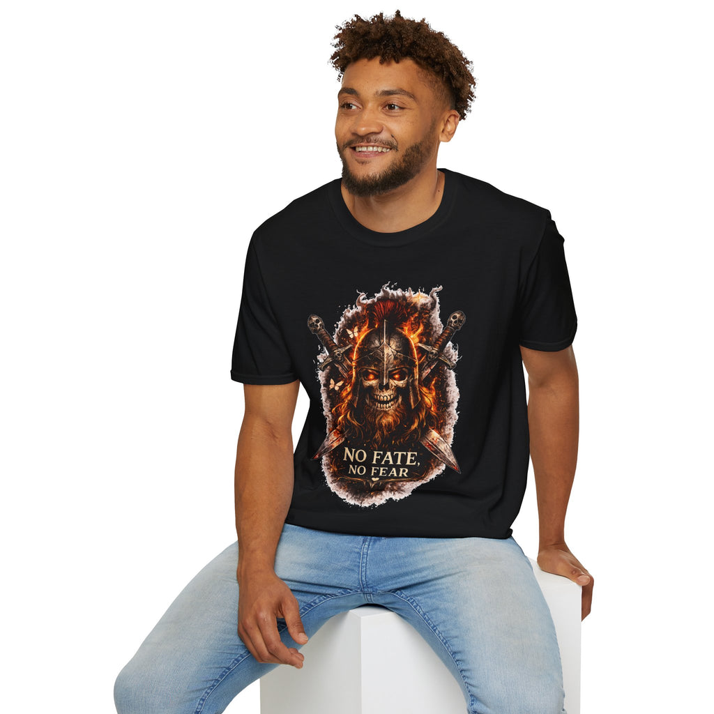 Viking Skull T-Shirt, Dragon Warrior Tee, Biker Graphic Shirt, Gothic Viking Shirt, No Fate No Fear Tee, Fantasy Streetwear