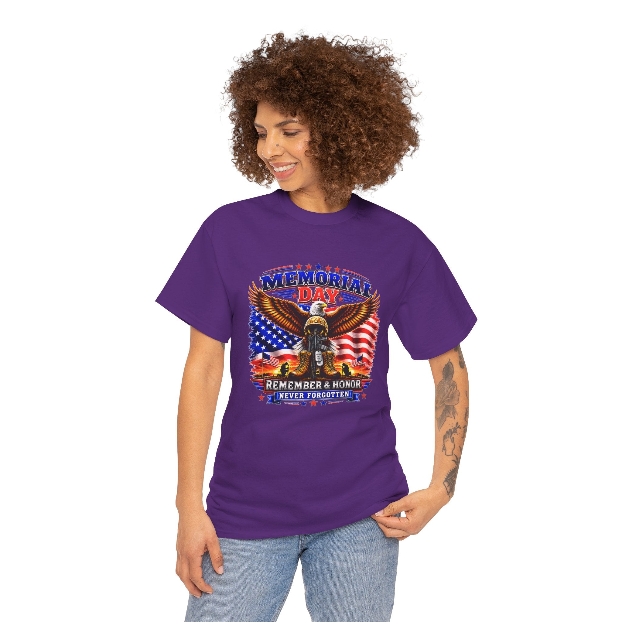 Memorial Day Shirt, Patriotic Eagle T-Shirt, Remember & Honor Tee, American Flag Graphic Shirt, Military Tribute Gift