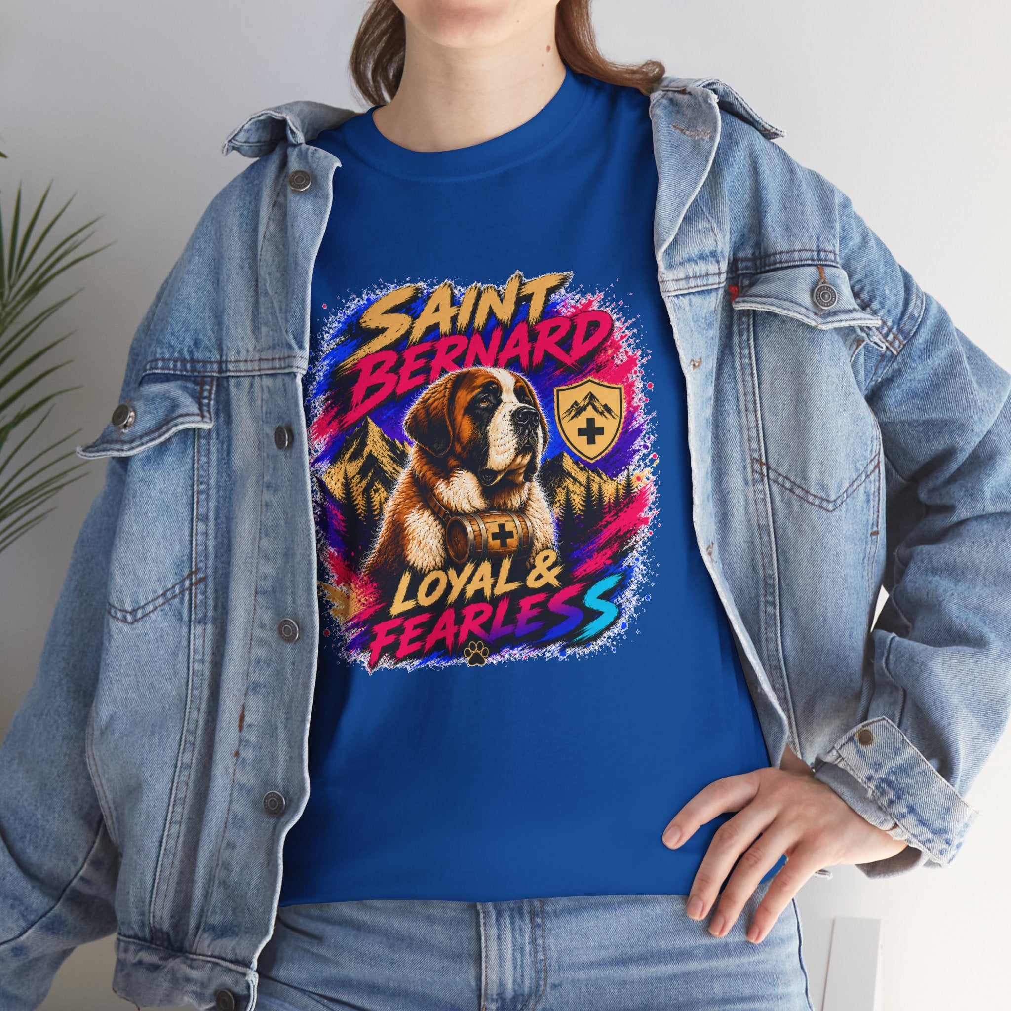 Saint Bernard Dog Shirt, Loyal & Fearless T-Shirt, Colorful Saint Bernard Tee, Dog Lover Gift, Unisex Graphic Tee