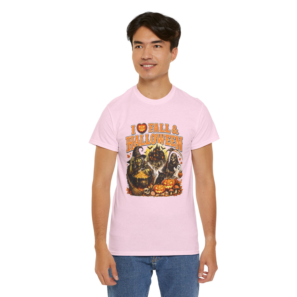 I Love Fall & Halloween T-Shirt | Vintage Halloween Shirt | Spooky Pumpkin Witch Tee | Cute Fall Graphic Tee | Autumn Lover Gift