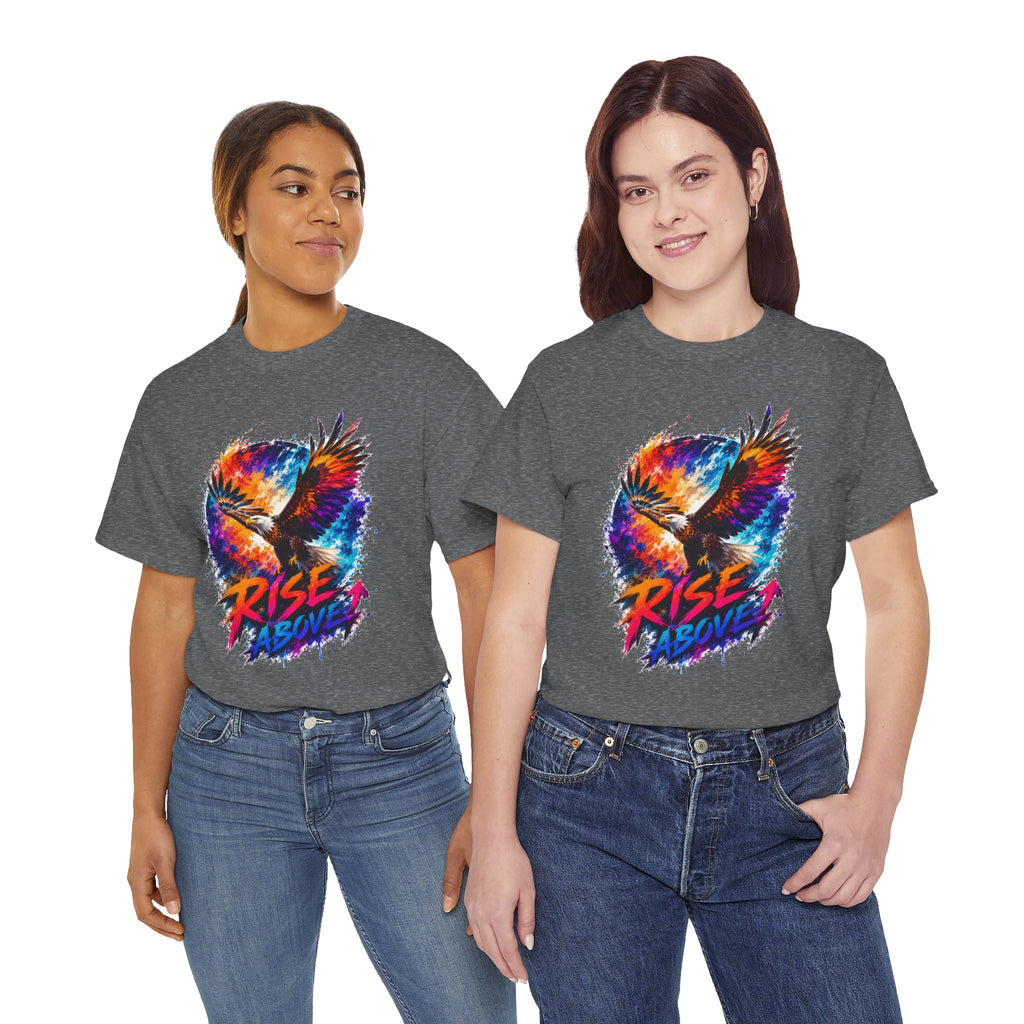 Rise Above Eagle Graphic T-Shirt | Motivational Unisex Tee | Colorful Freedom Bird Shirt