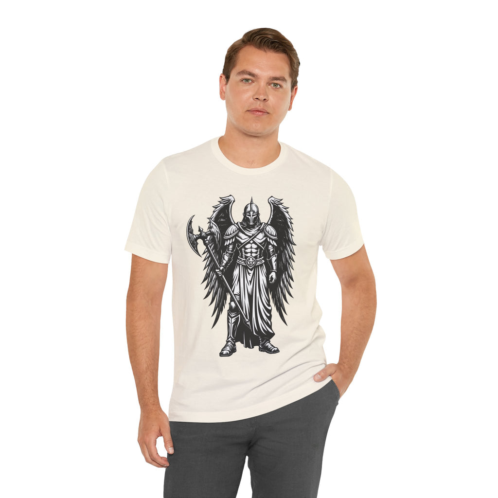 Angel of War Graphic Tee — Winged Knight Armor T-Shirt