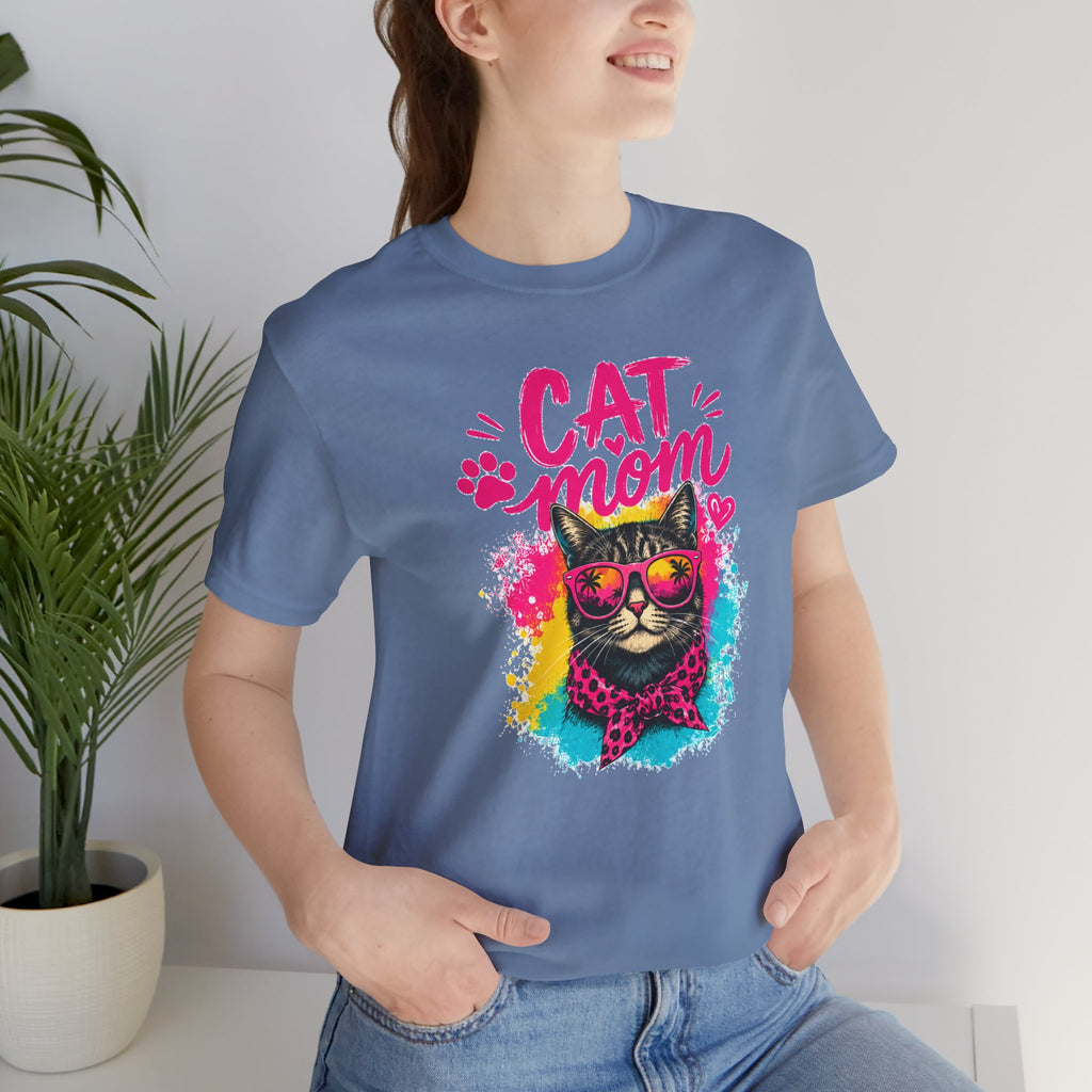 Cat Mom T-Shirt | Funny Cat Mom Gift | Colorful Retro Cat Lover Tee | Cute Cat Graphic Shirt | Unisex Cat Mom Tee