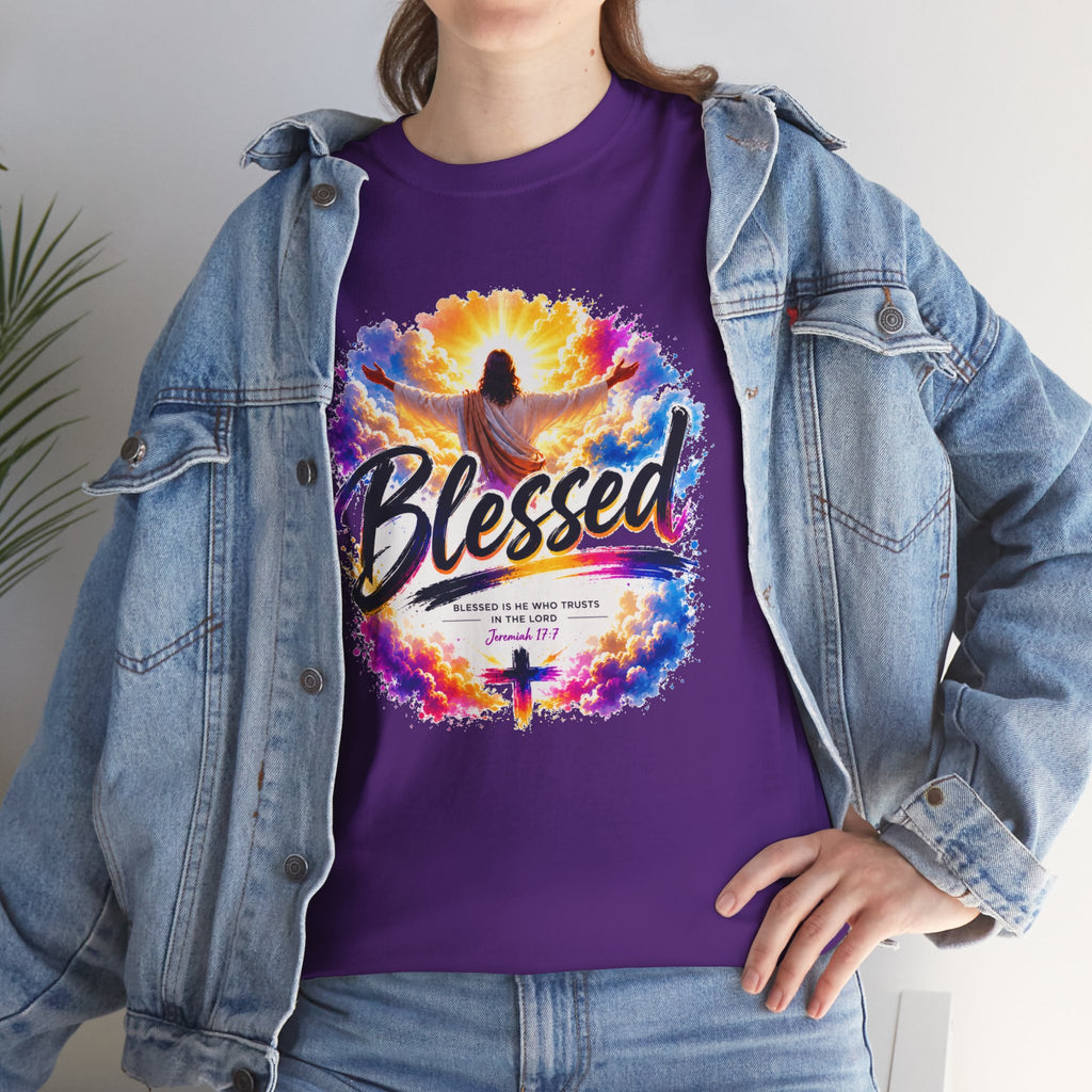 Blessed Christian T-Shirt, Faith Cross Shirt, Religious Graphic Tee, Jesus Lover Gift, Inspirational Unisex Christian Shirt