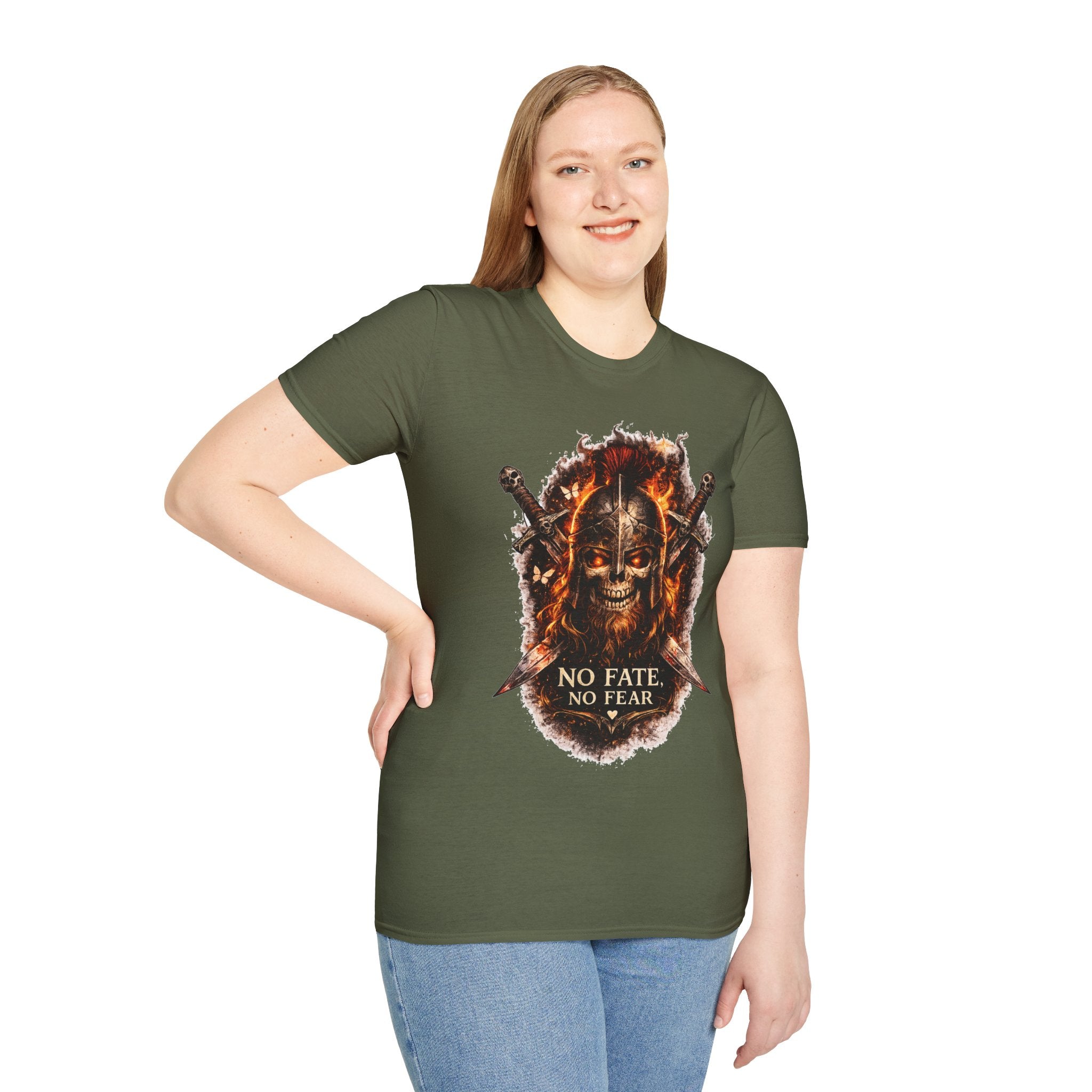 Viking Skull T-Shirt, Dragon Warrior Tee, Biker Graphic Shirt, Gothic Viking Shirt, No Fate No Fear Tee, Fantasy Streetwear