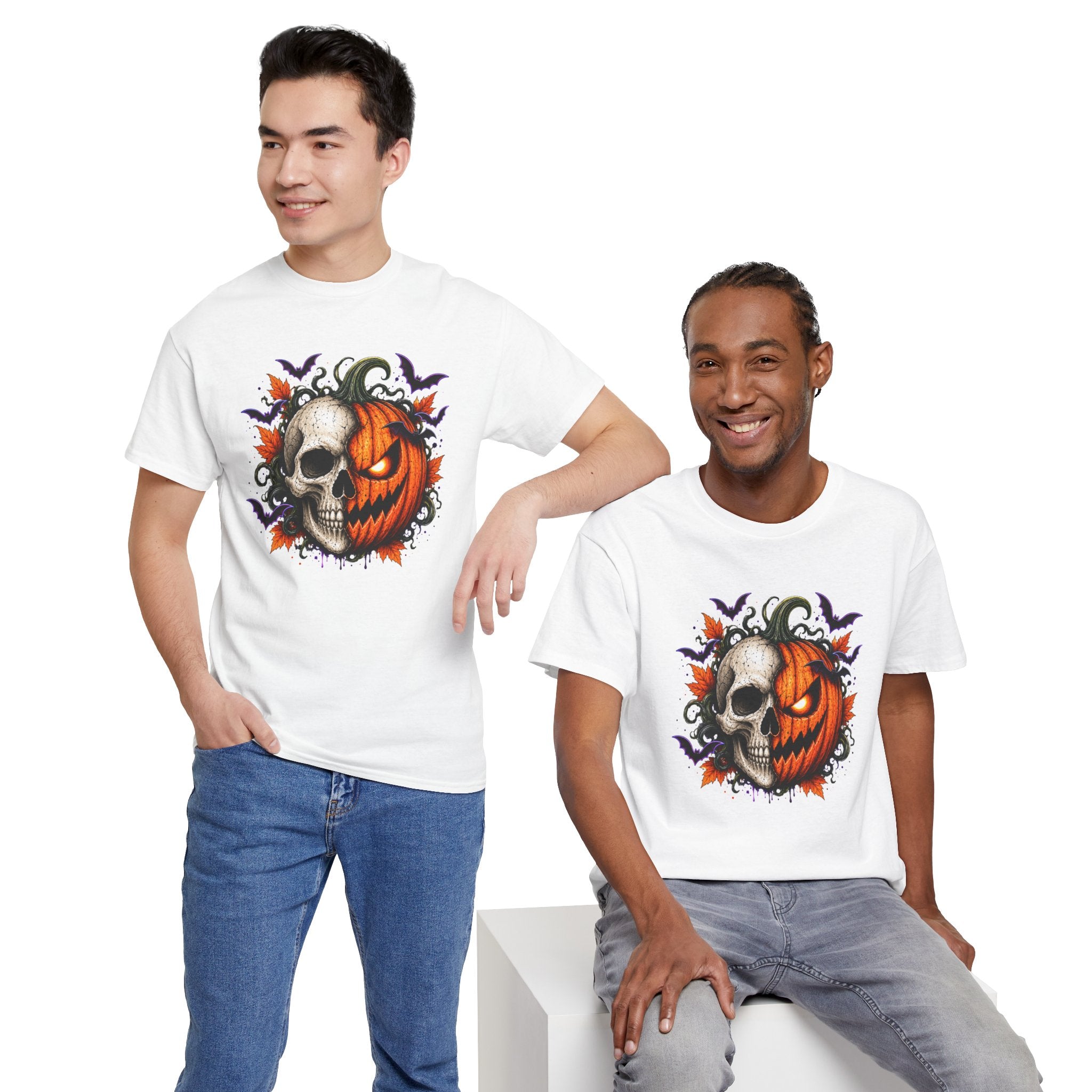 Halloween Skull Pumpkin T-Shirt, Spooky Jack O Lantern Graphic Tee, Unisex Halloween Shirt, Gothic Fall Tee