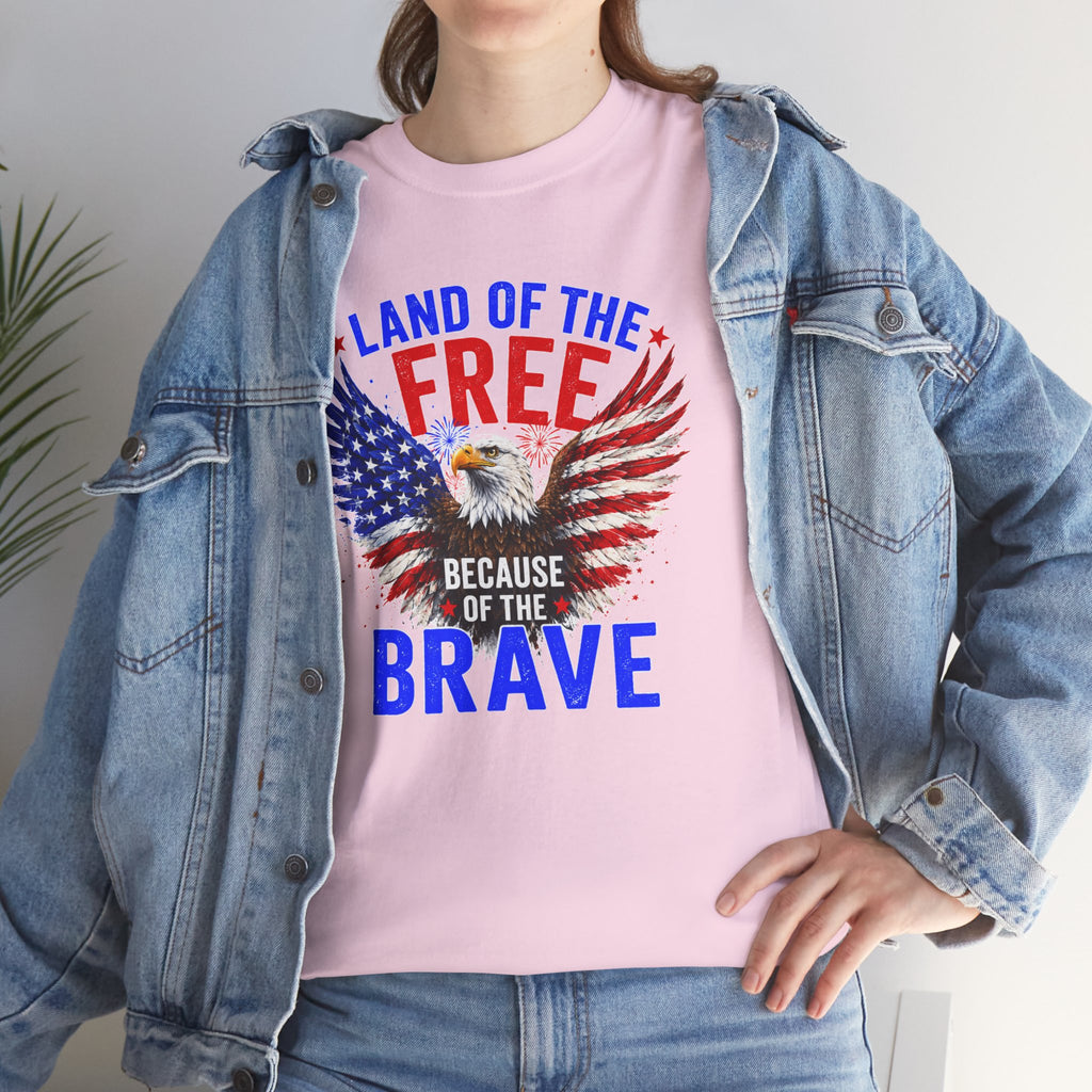Land of the Free Because of the Brave Shirt, Patriotic Eagle T-Shirt, American Flag Tee, 4th of July Shirt, Veteran Gift, USA Pride Tee