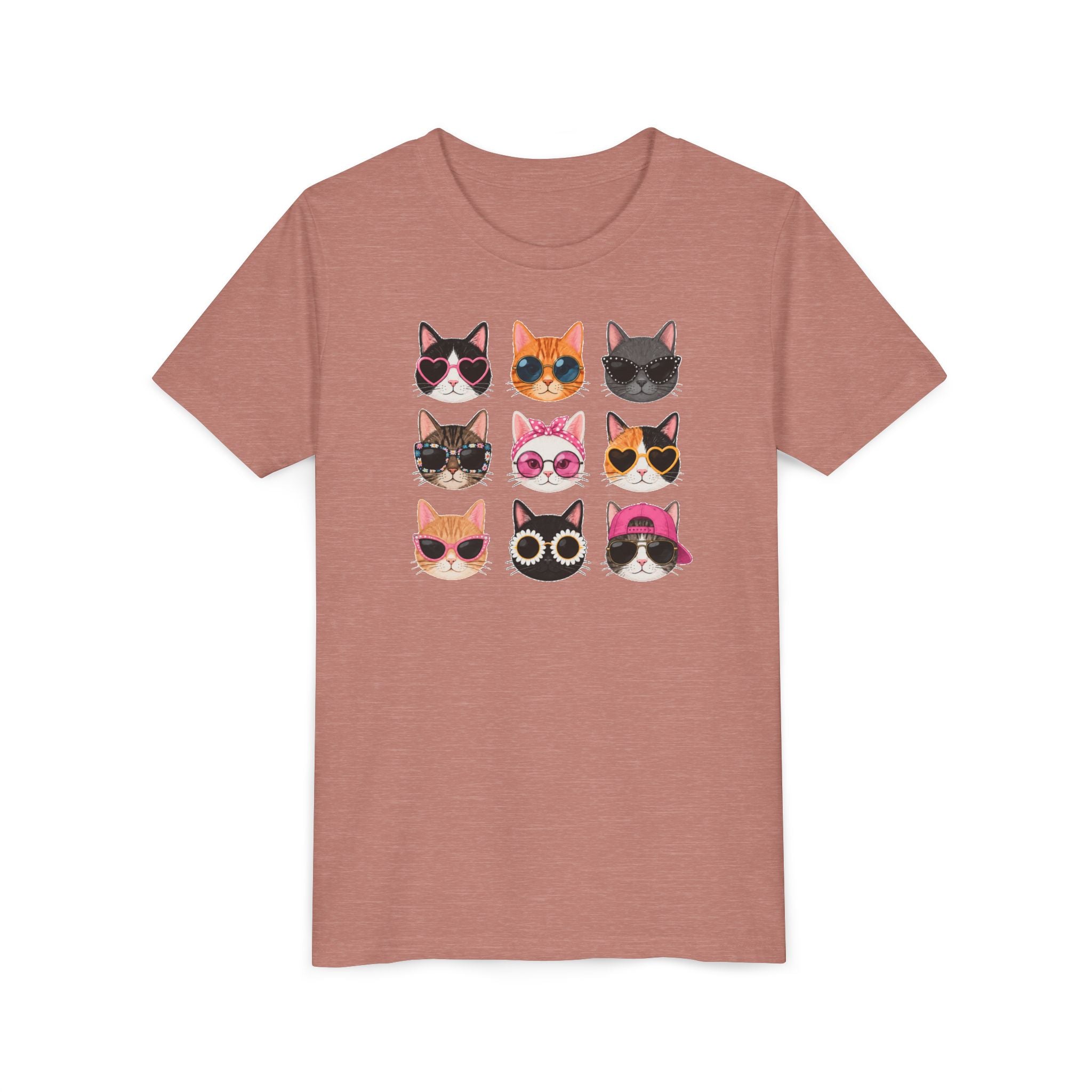 Kids Cat T-Shirt, Cute Cat Faces Shirt, Funny Kitty Tee for Girls & Boys, Cat Lover Gift for Kids, Colorful Cat Graphic Tee