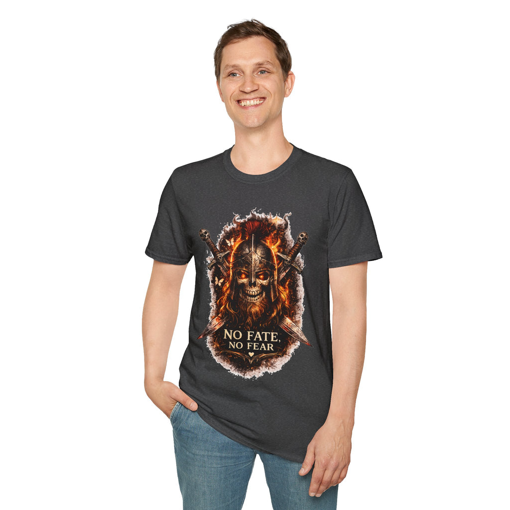 Viking Skull T-Shirt, Dragon Warrior Tee, Biker Graphic Shirt, Gothic Viking Shirt, No Fate No Fear Tee, Fantasy Streetwear
