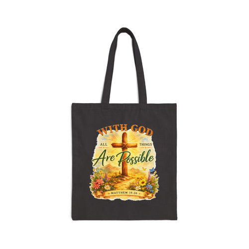Christian Tote Bag – With God All Things Are Possible | Matthew 19:26 Faith Tote Bag | Religious Gift for Women