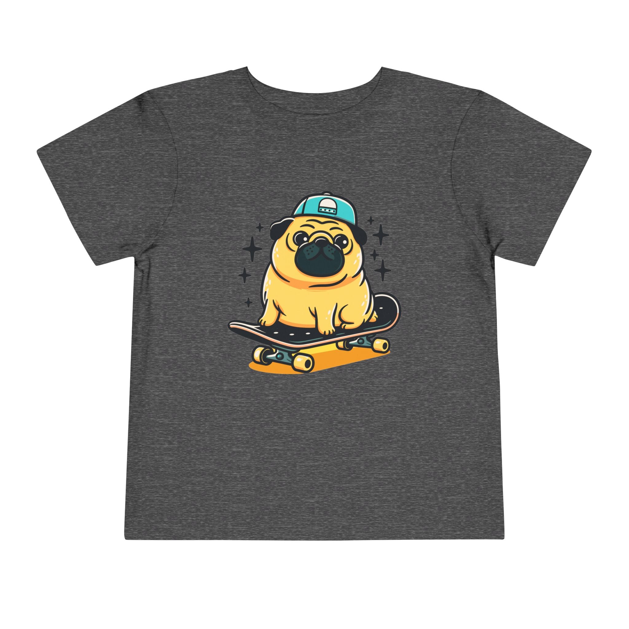Toddler Tee — Cute Skateboarding Pug Graphic