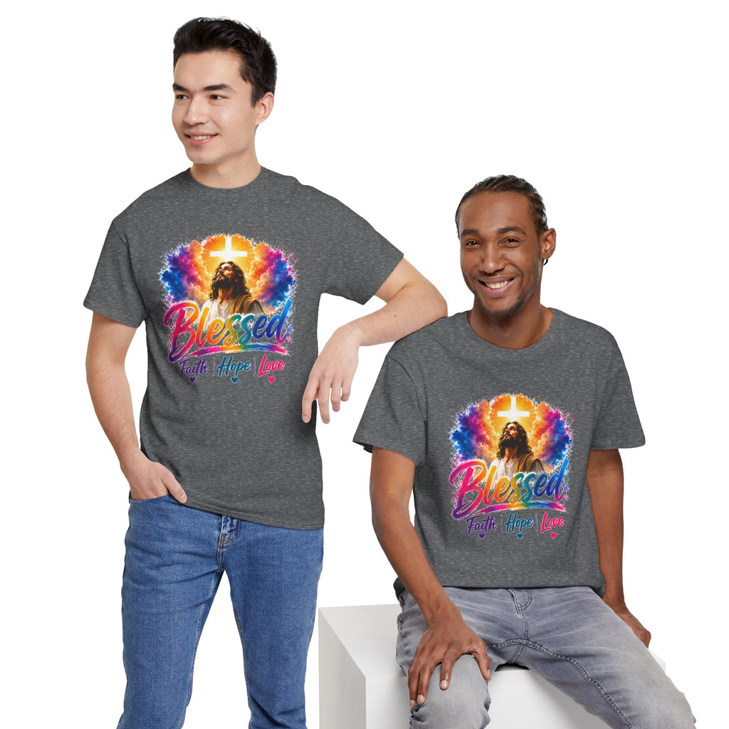 Blessed Faith Hope Love Shirt, Jesus Cross Christian Tee, Religious Gift, Colorful Faith Unisex T-Shirt