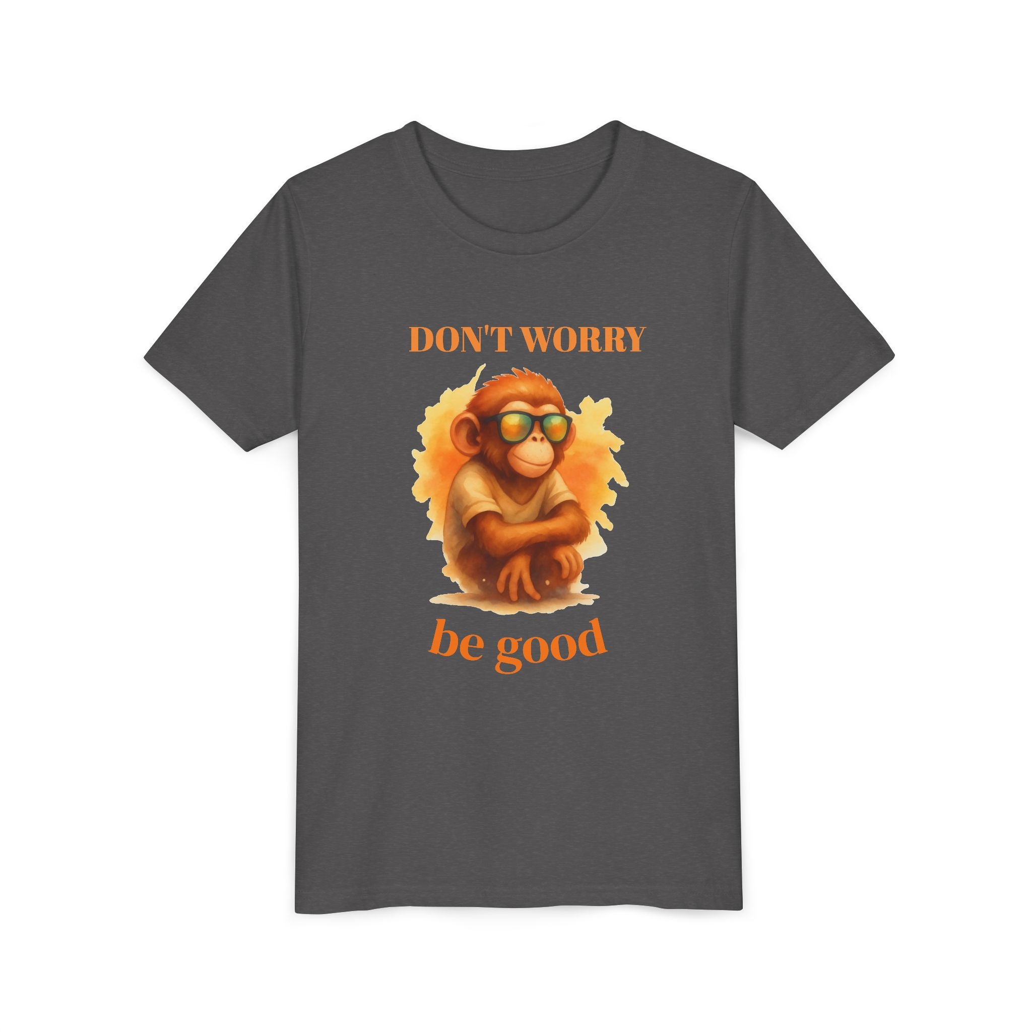 Funny Monkey T-Shirt “Don’t Worry Be Good”, Cute Animal Tee, Kids Graphic Shirt, Cool Monkey Shirt, Gift for Kids
