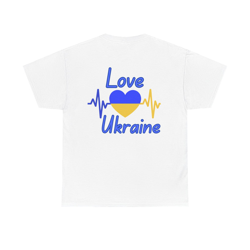 Love Ukraine T-Shirt — Heartbeat Blue & Yellow Support Tee