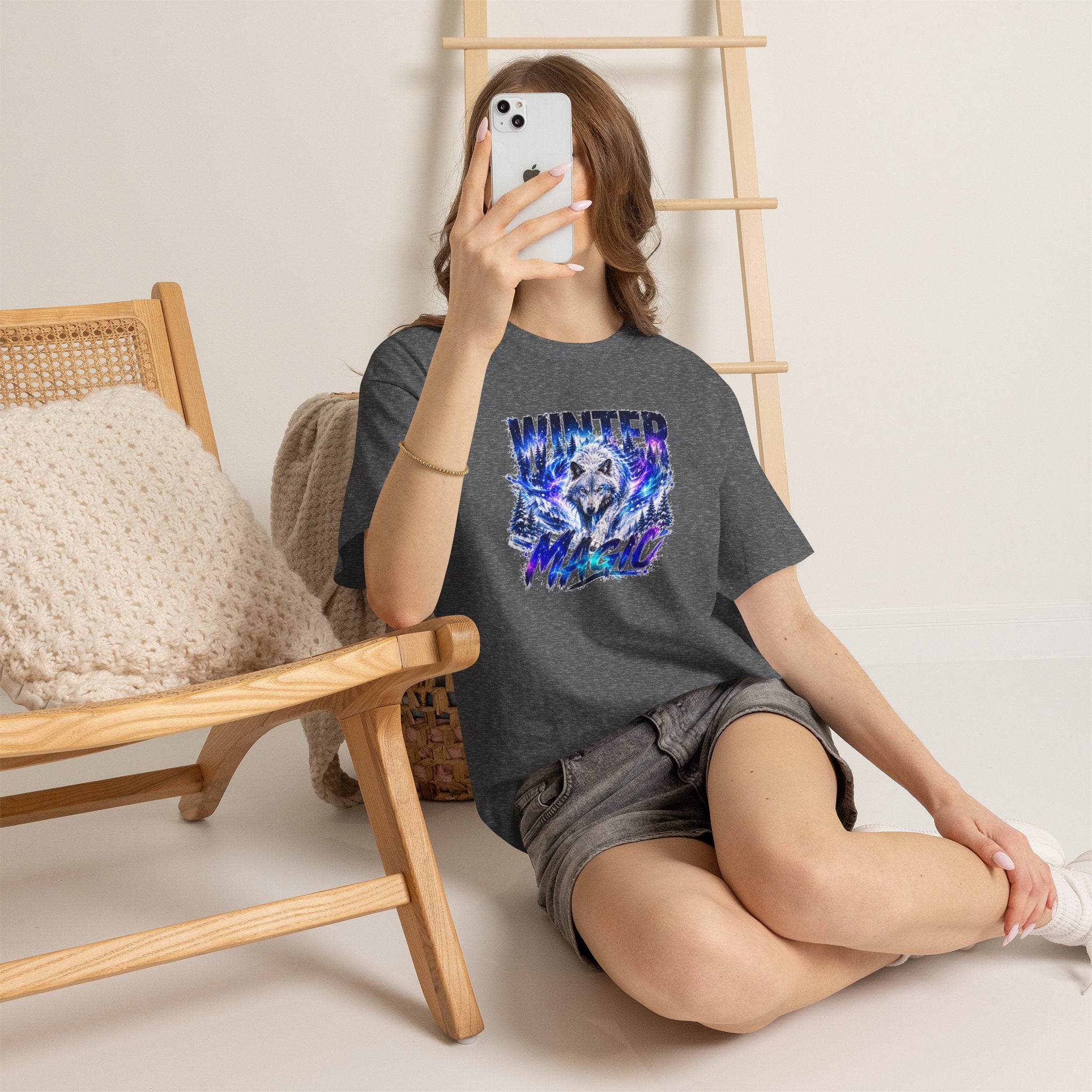 Wolf T Shirt, Winter Wolf Shirt, Wolf Lover Gift, Snowy Wolf Tee, Winter Magic Shirt, Wildlife Graphic Tee, Unisex Wolf Shirt