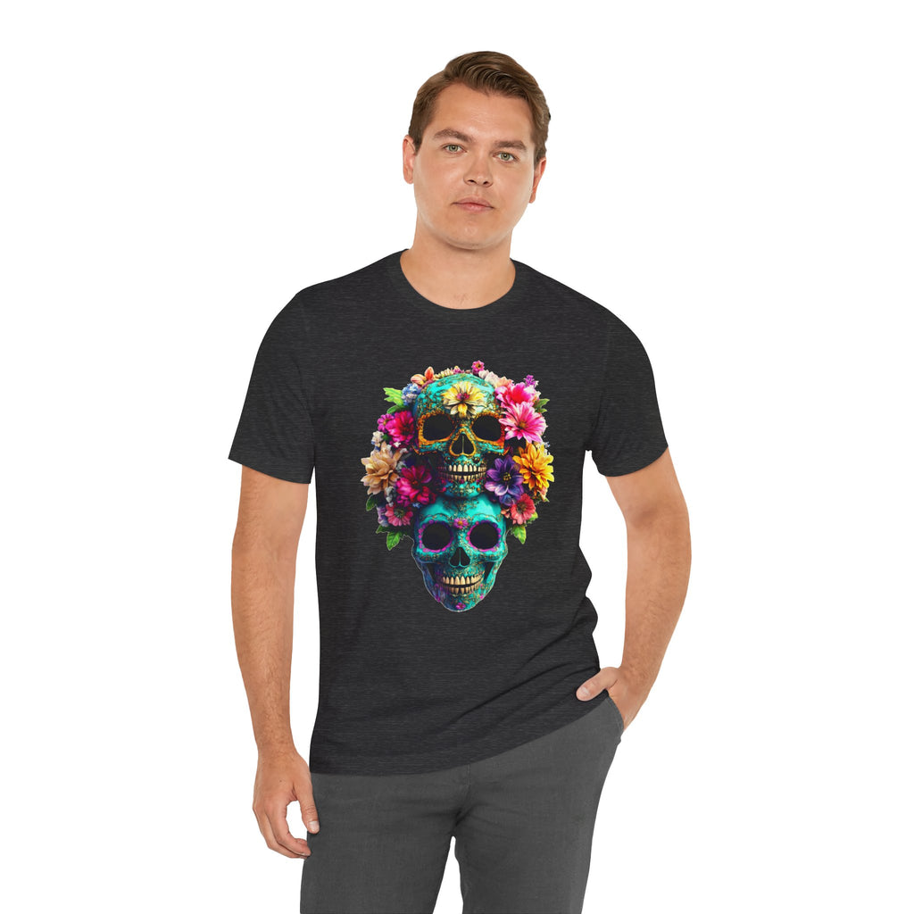 Floral Skull T-Shirt, Day of the Dead Shirt, Sugar Skull Graphic Tee, Colorful Skull Tee, Gothic Floral Shirt