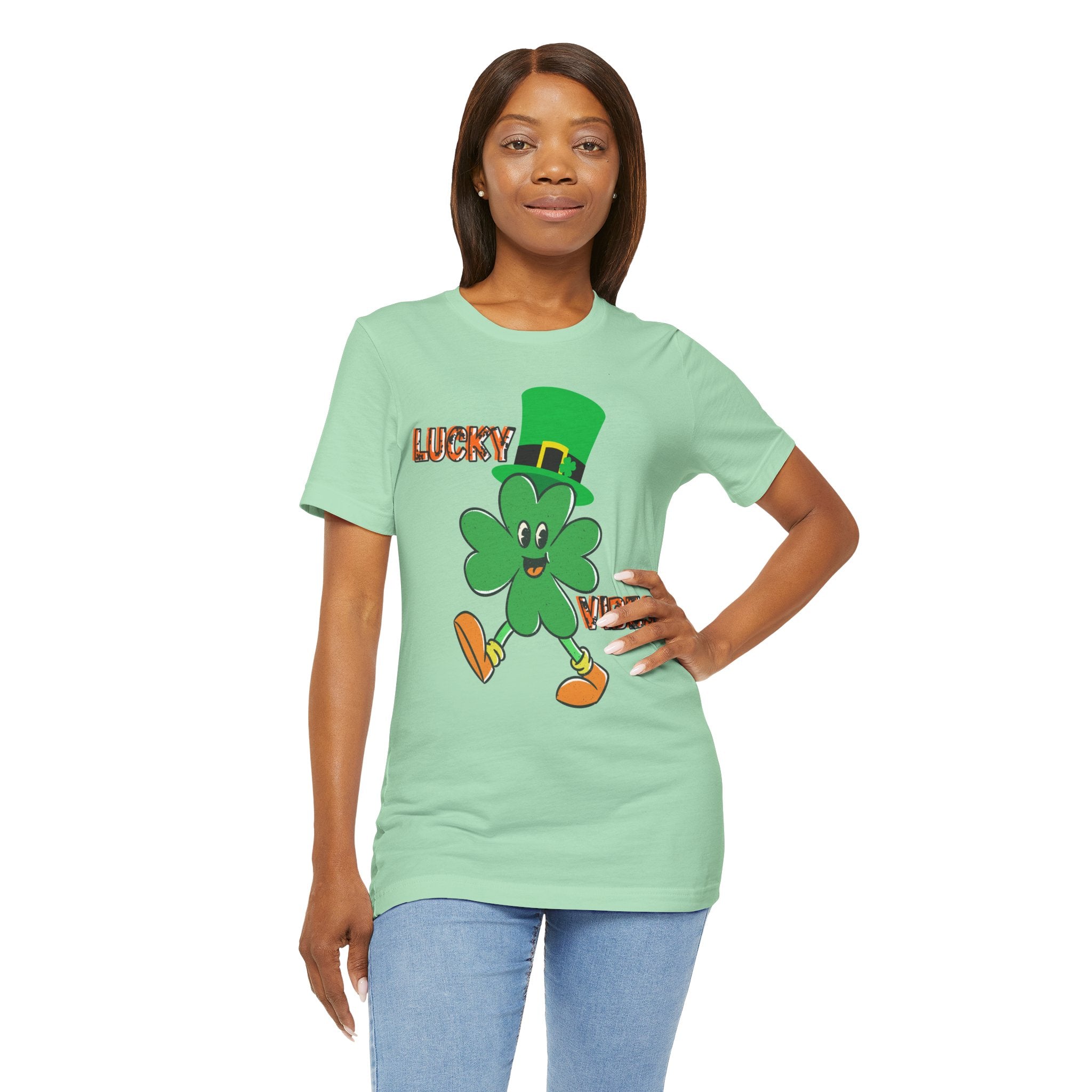 Lucky Vibes Saint Patrick's Day T-Shirt — Walking Shamrock Graphic Tee